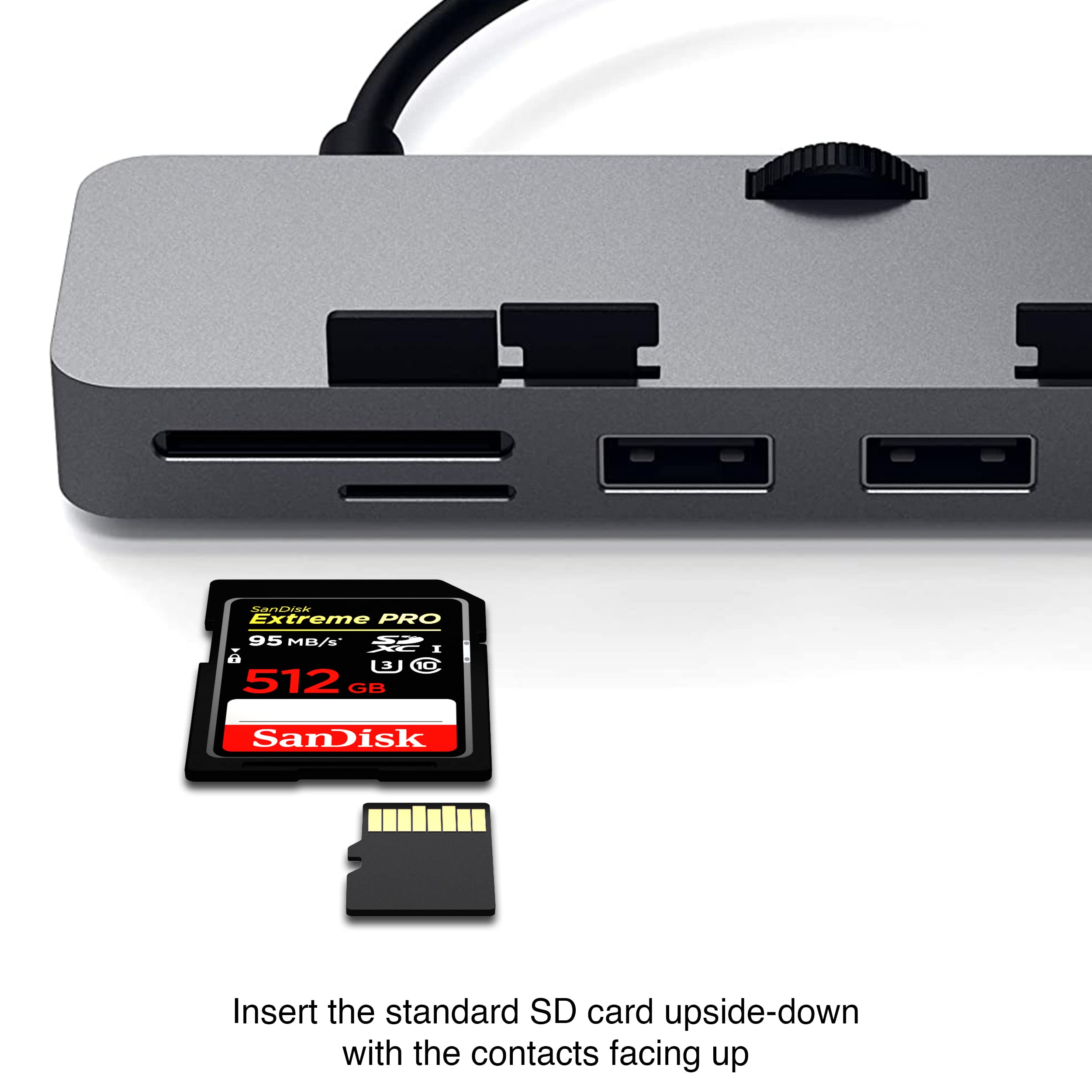Satechi Aluminum Type C Clamp Hub Pro With Usb C Data Port, Usb A 3.0 Data, Micro/Sd Card Reader   Compatible With 2020/2019/2017 Imac & Imac Pro, Does Not Fit 2021 Imac (Space Gray)