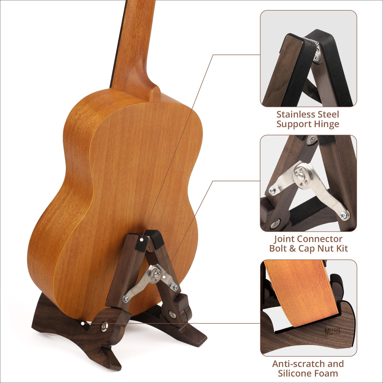 Muso Mini Violin Ukulele Stand, Premium Solid Wood, Table Desk Stand, Lightweight&Stylish Holder For Violin,Ukulele Mandolin And