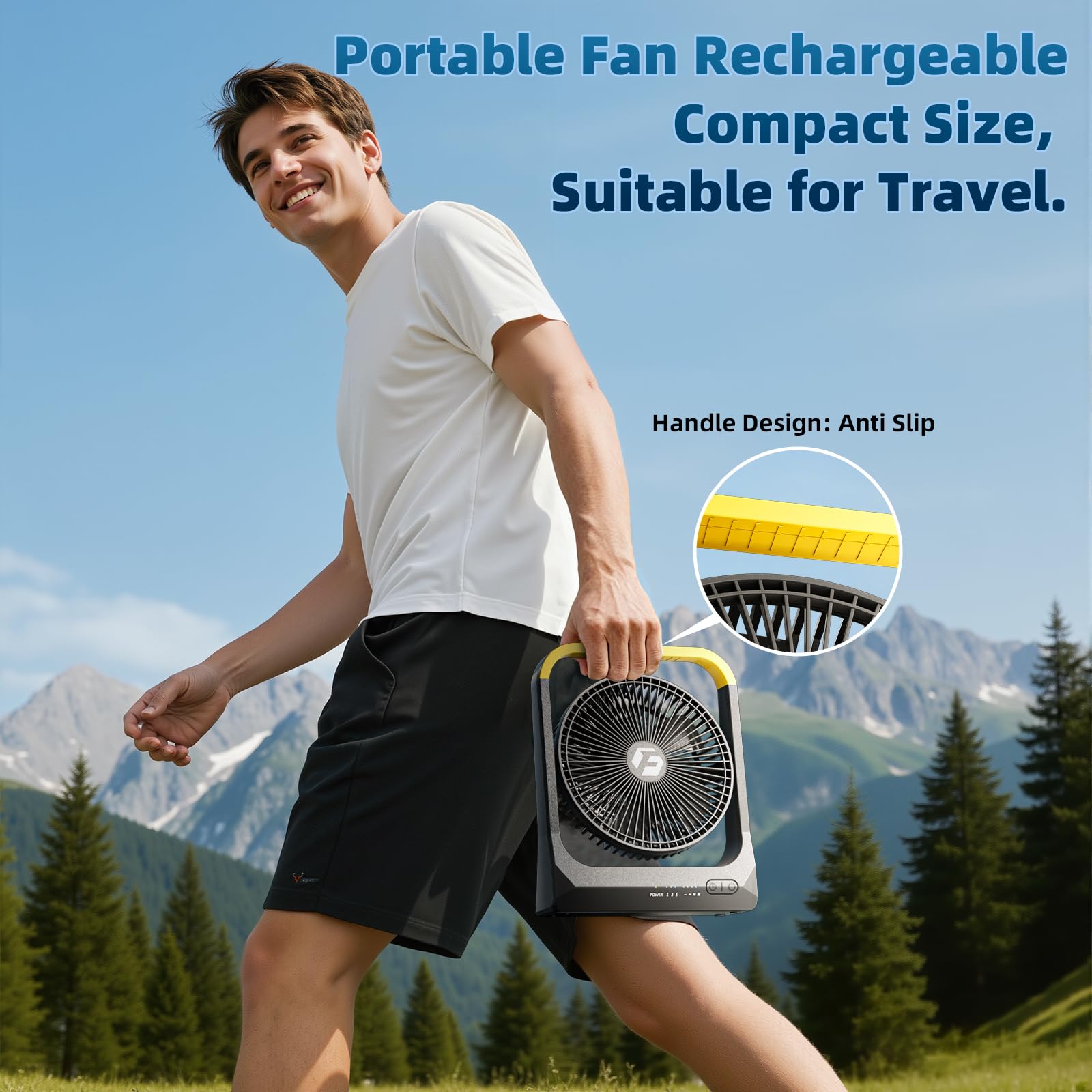 Battery Powered Rechargeable Portable Fan: 20800Mah Battery Operated Camping Fan [80H Long Lasting] 3350Rpm Usb Desk Personal Fa