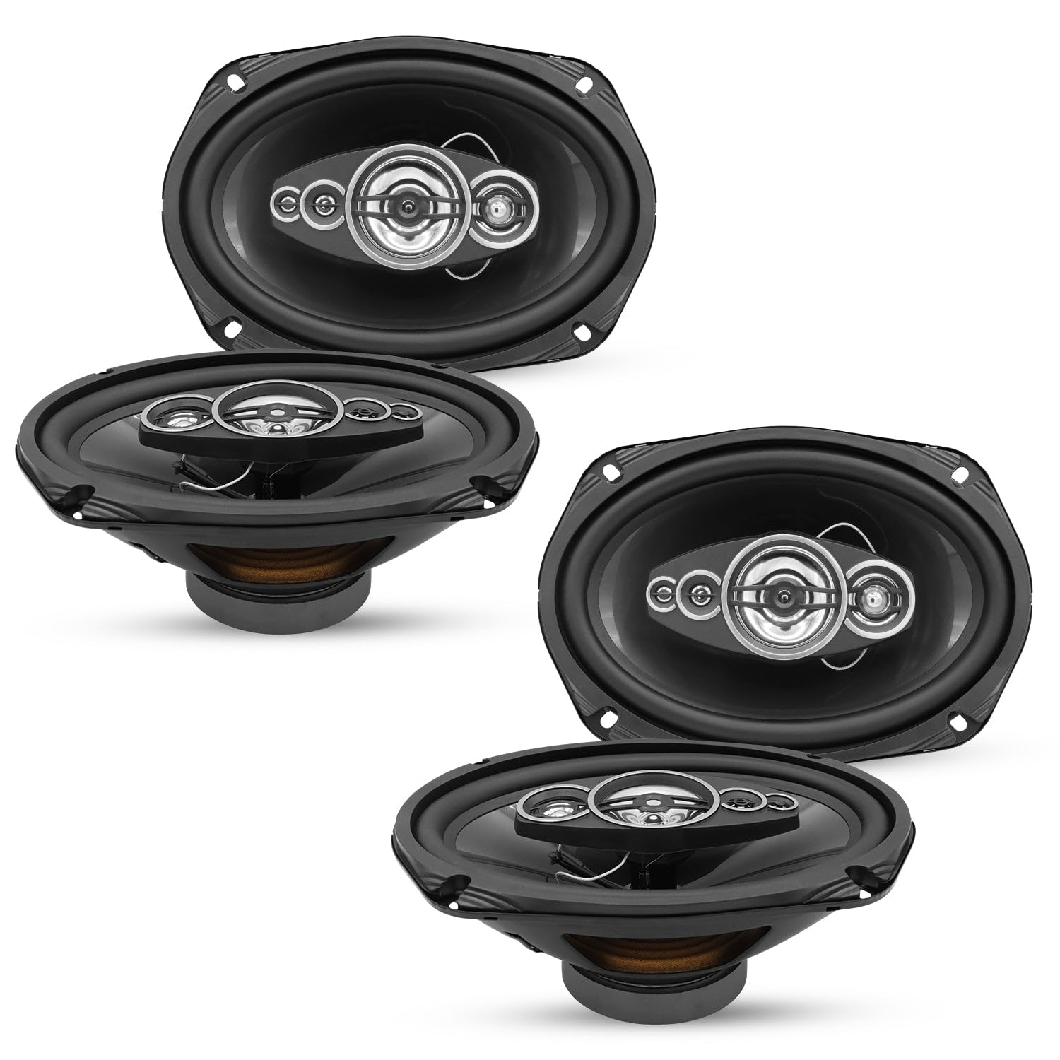 5 CORE 6x9 Speakers 4Pcs 800W 4 Way Coaxial Car Speaker 4 Ohm with Super Tweeter Full Range Audio with Enhanced Bass Polypropyle