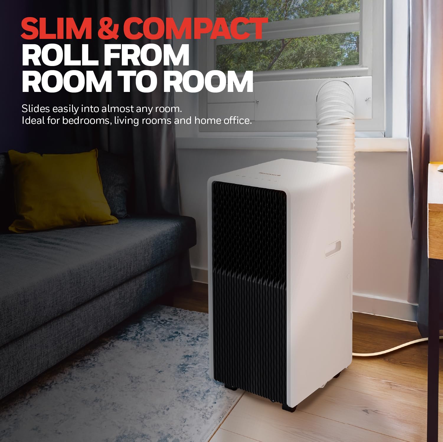 Honeywell 13,500 Btu Slim Portable Ac With Fan, Dehumidifier, Remote Control - Cools Up To 660 Sq. Ft., Hx4Cesawg0 (10,000 Btu S