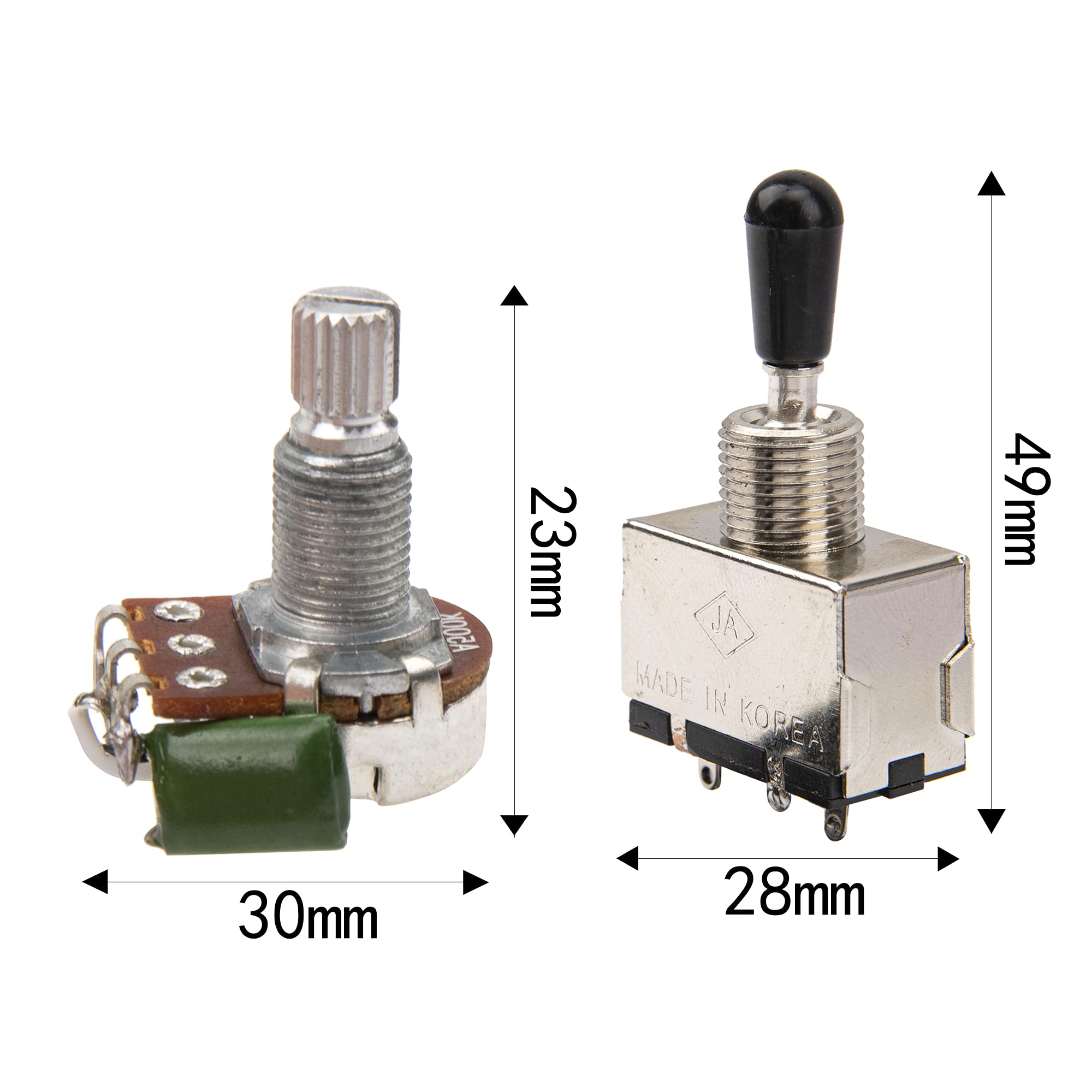 1Pcs Yootones Guitar Wiring Harness Set Prewired 500K Pots 3 Way Toggle Switch Wiring Harness Kit With 6.35 Output Compatible Wi
