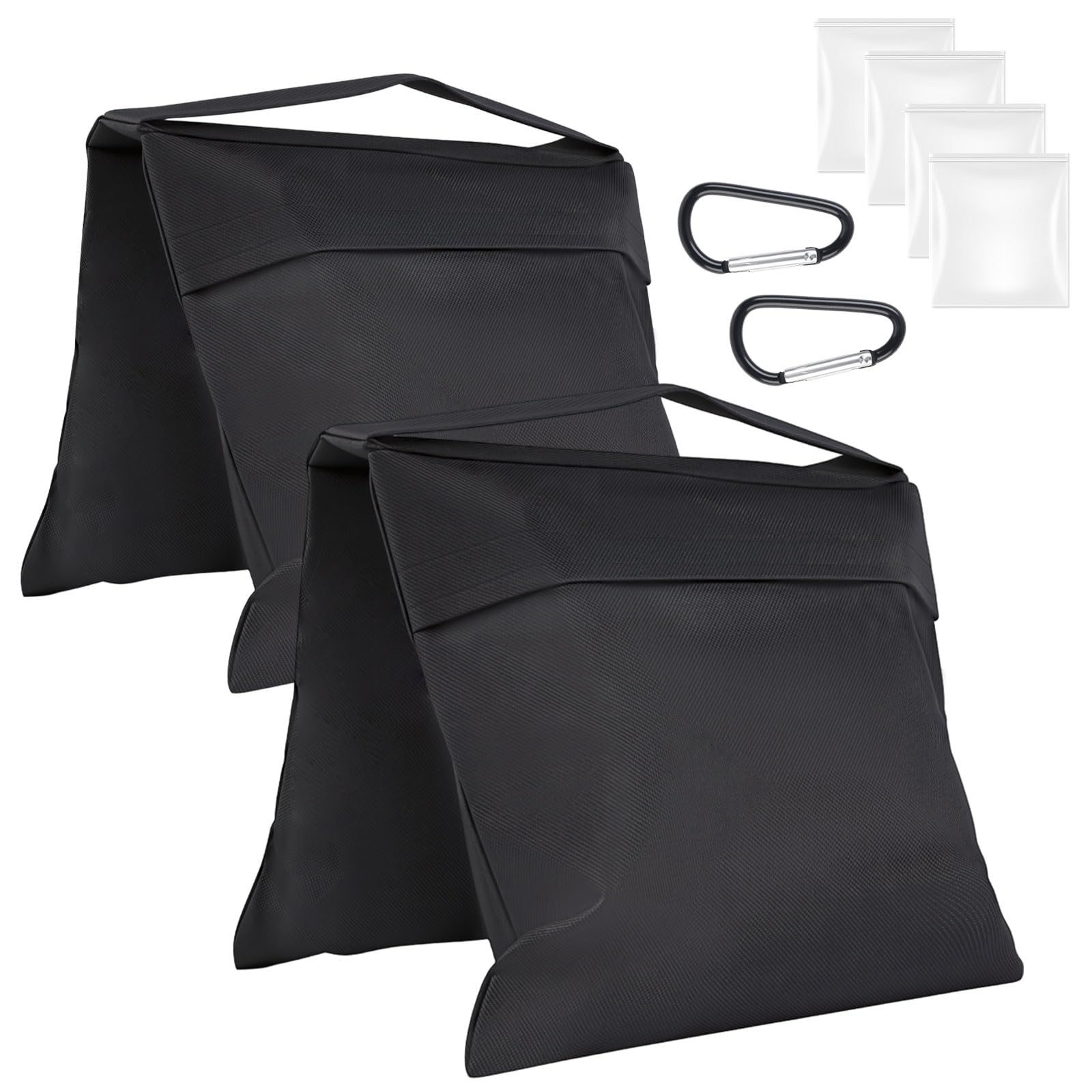 Rindion 2 Pack Sand Bags, Black Sand Bags for Weight, Heavy Duty Sandbags for Umbrella Base, Photography Video Equipment, Light 