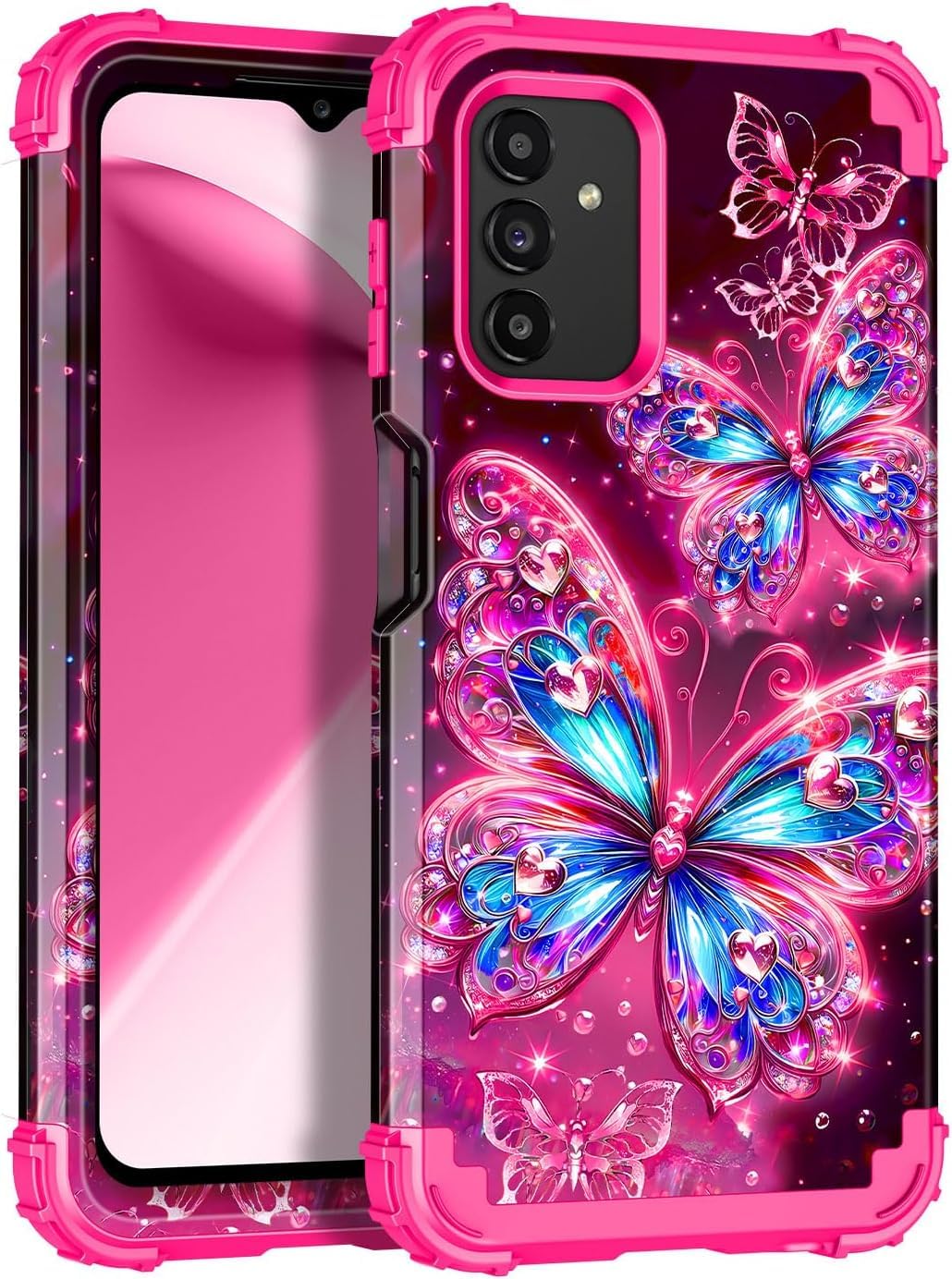 Miqala for Galaxy A32 5G Case,Glow in The Dark Three Layer Heavy Duty Shockproof Full Protection Hard Plastic Bumper+Soft Silico