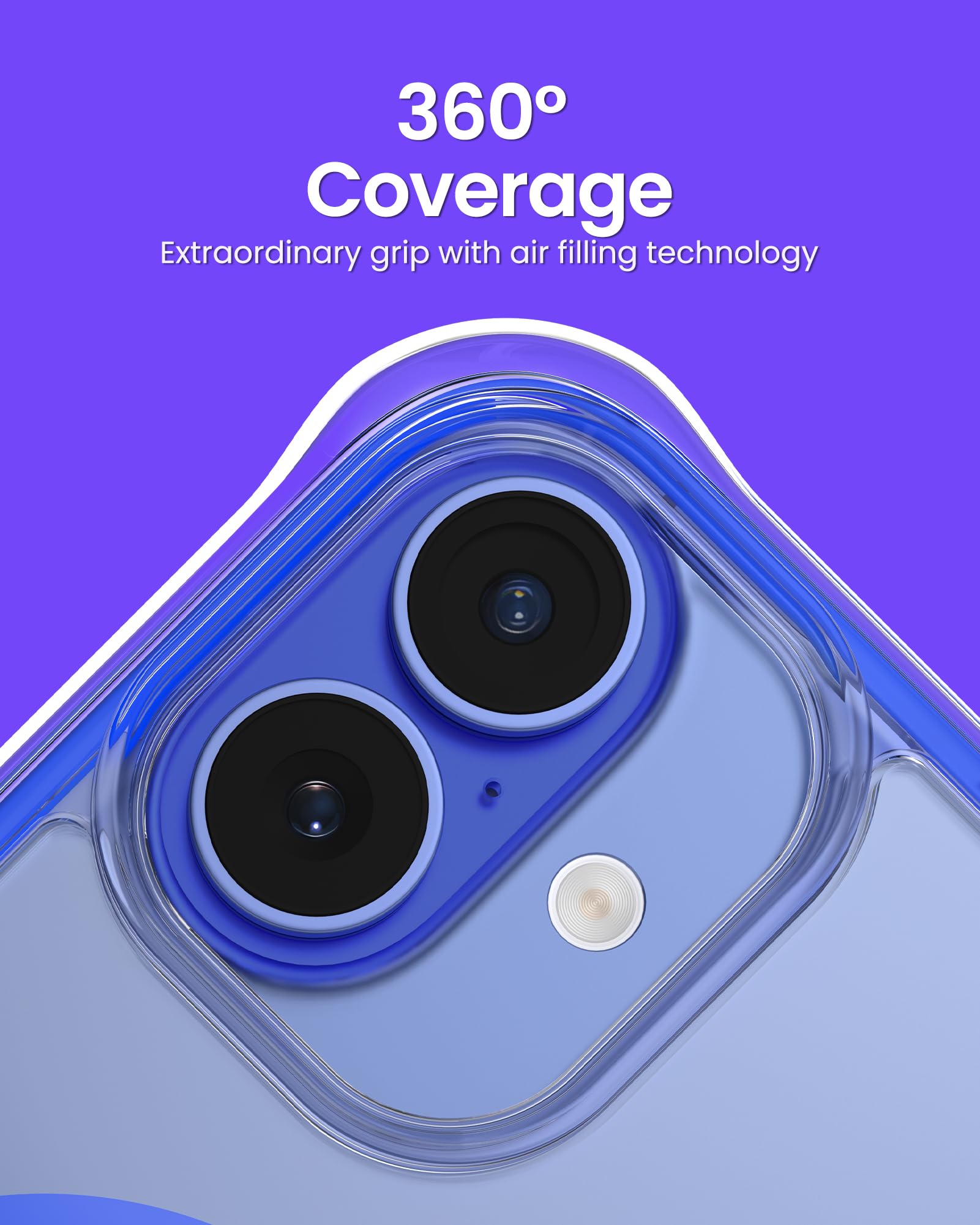 Ornarto Air Case For Iphone 16 Clear, Compatible With Magsafe, Military Grade Drop Protection Cover With Built In Air Blue