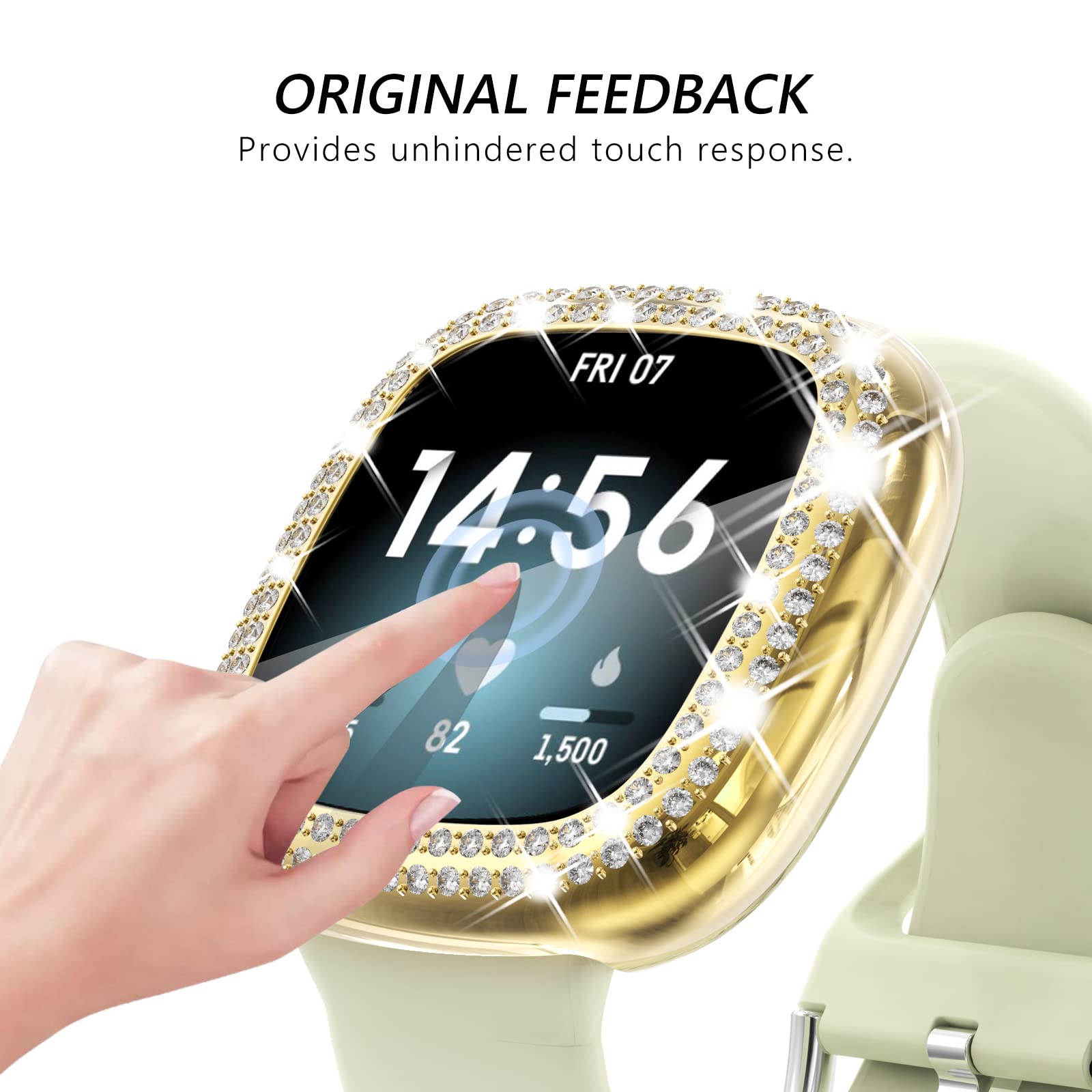 Chanchy 10 Pack Compatible With Fitbit Versa 3 Screen Protector Case, Soft Tpu Full Protective Case Cover Bumper Bling Crystal D