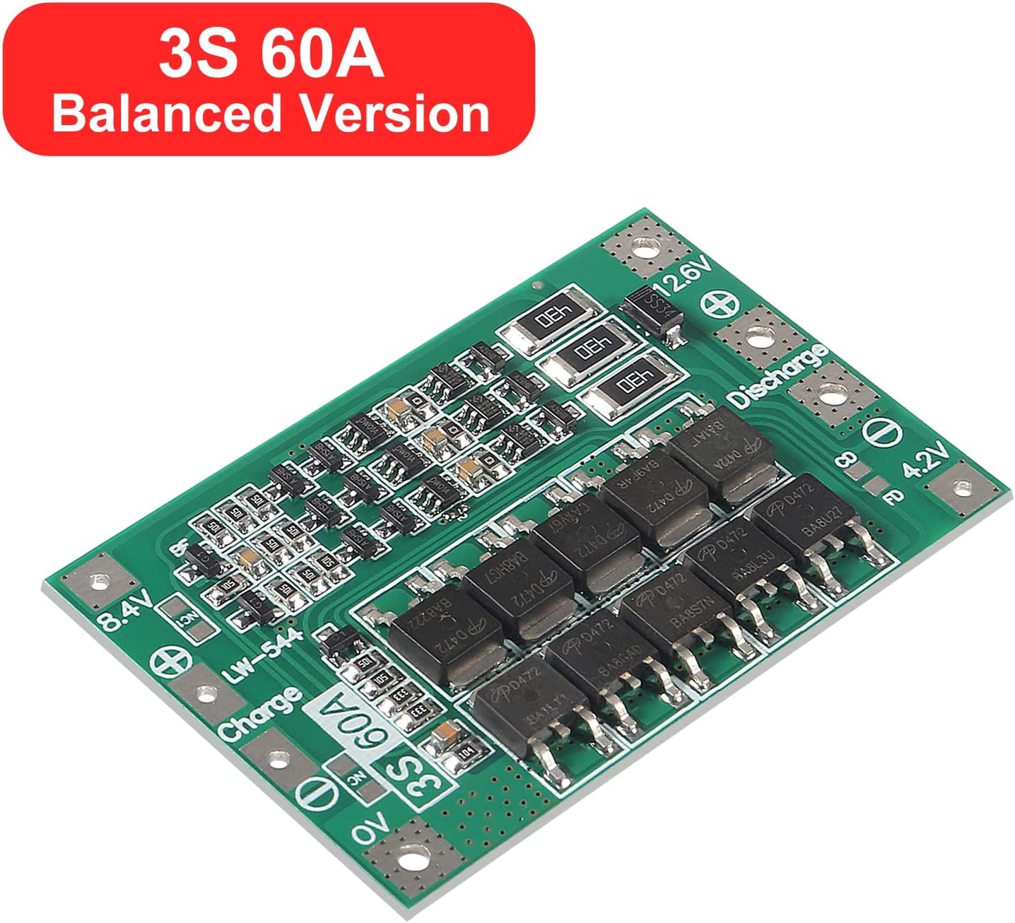 Qccan 4Pcs 3S 60A 12.6V 18650 Charger Pcb Bms Protection Board Li Ion Lithium Battery Charger Protection Board Balance Charging