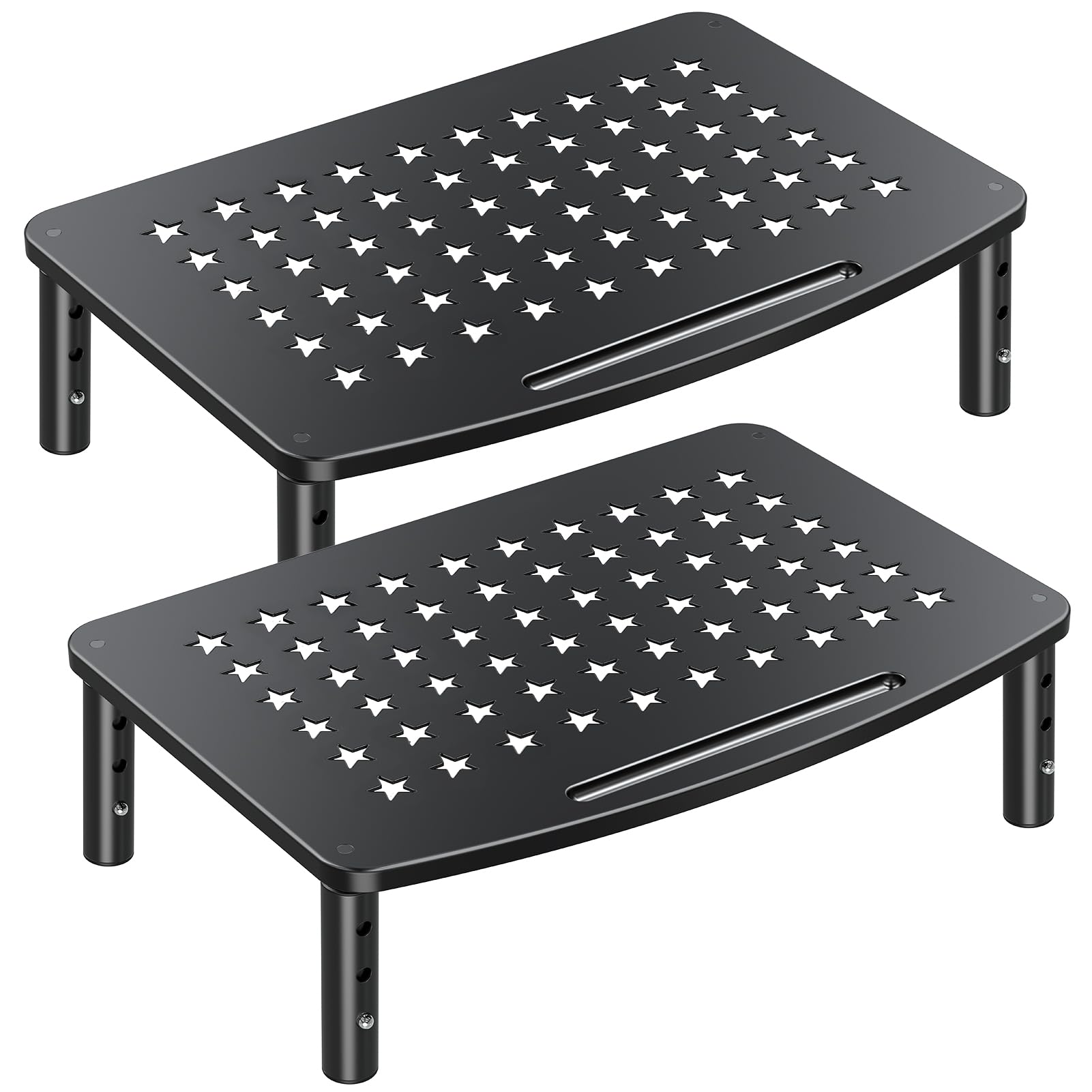 Zimilar 2 Pack Monitor Stands Risers, 3 Height Adjustable Monitor Riser For Laptop, Printer, Imac, Pc, Premium Metal Monitor Sta