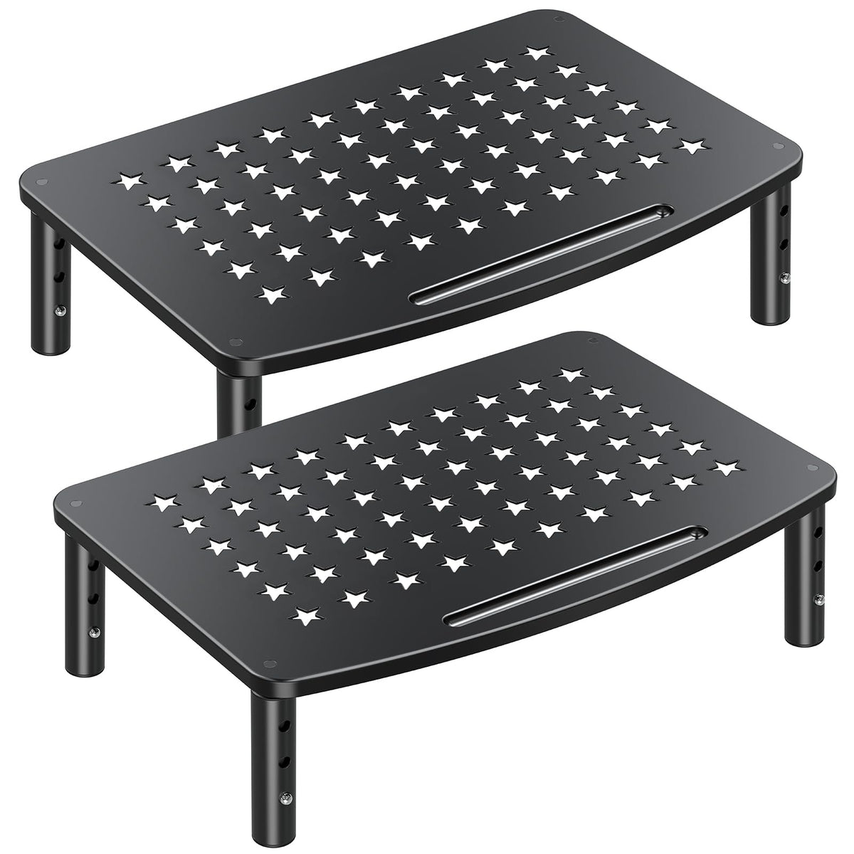 Zimilar 2 Pack Monitor Stands Risers, 3 Height Adjustable Monitor Riser For Laptop, Printer, Imac, Pc, Premium Metal Monitor Sta