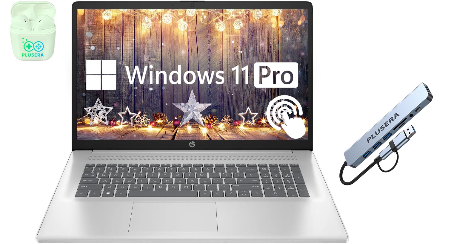 HP 17.3 Touchscreen Laptop Computer, 64GB RAM 2.5TB Storage (2TB SSD+512GB Docking Station Set), 6-Cores AMD Ryzen 5, Windows 11