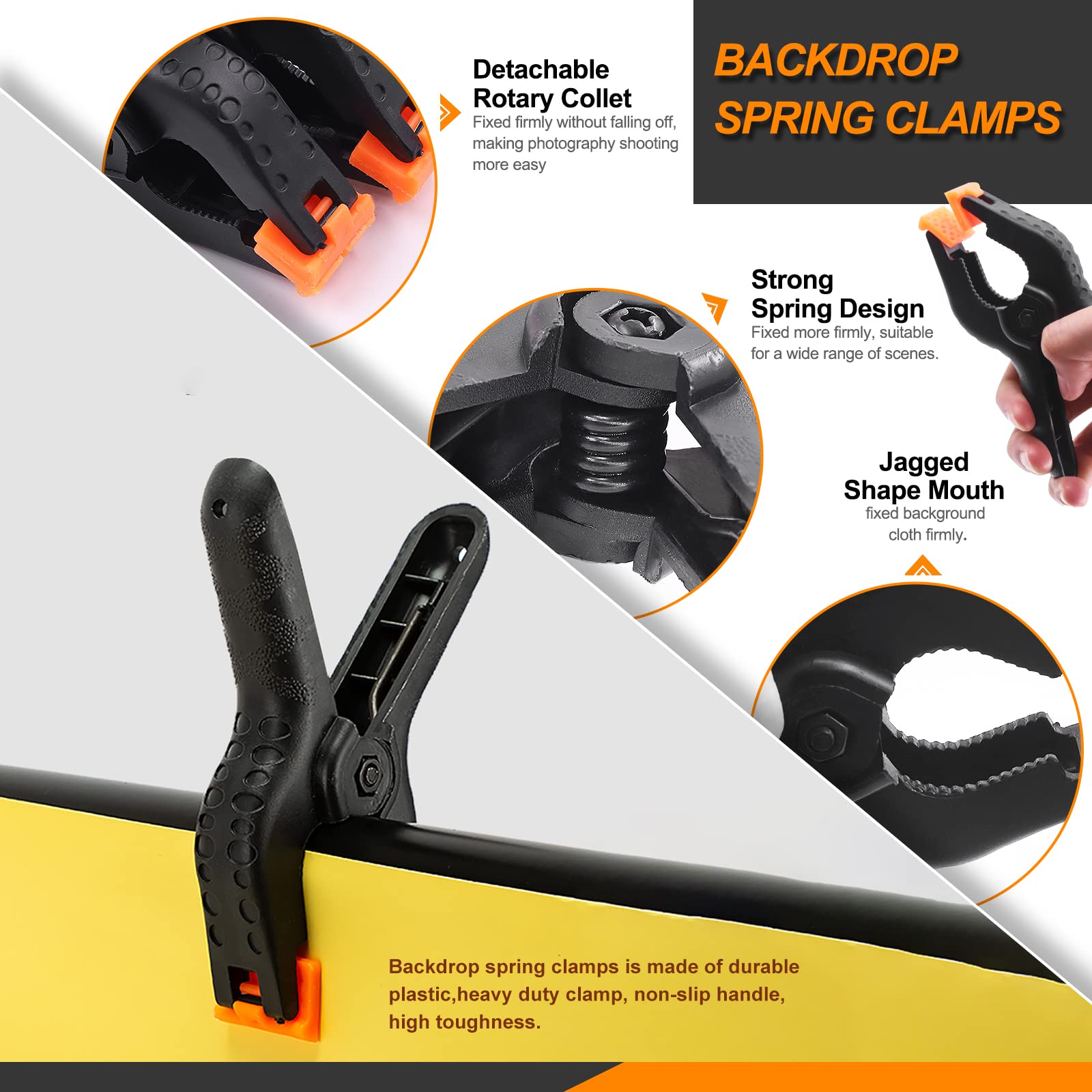 Rustark 22Pcs Backdrop Clips Clamps Elastic Photo Clips Holder Clips Assortment Kit With Curtain Clips Backdrop Rings Large Back