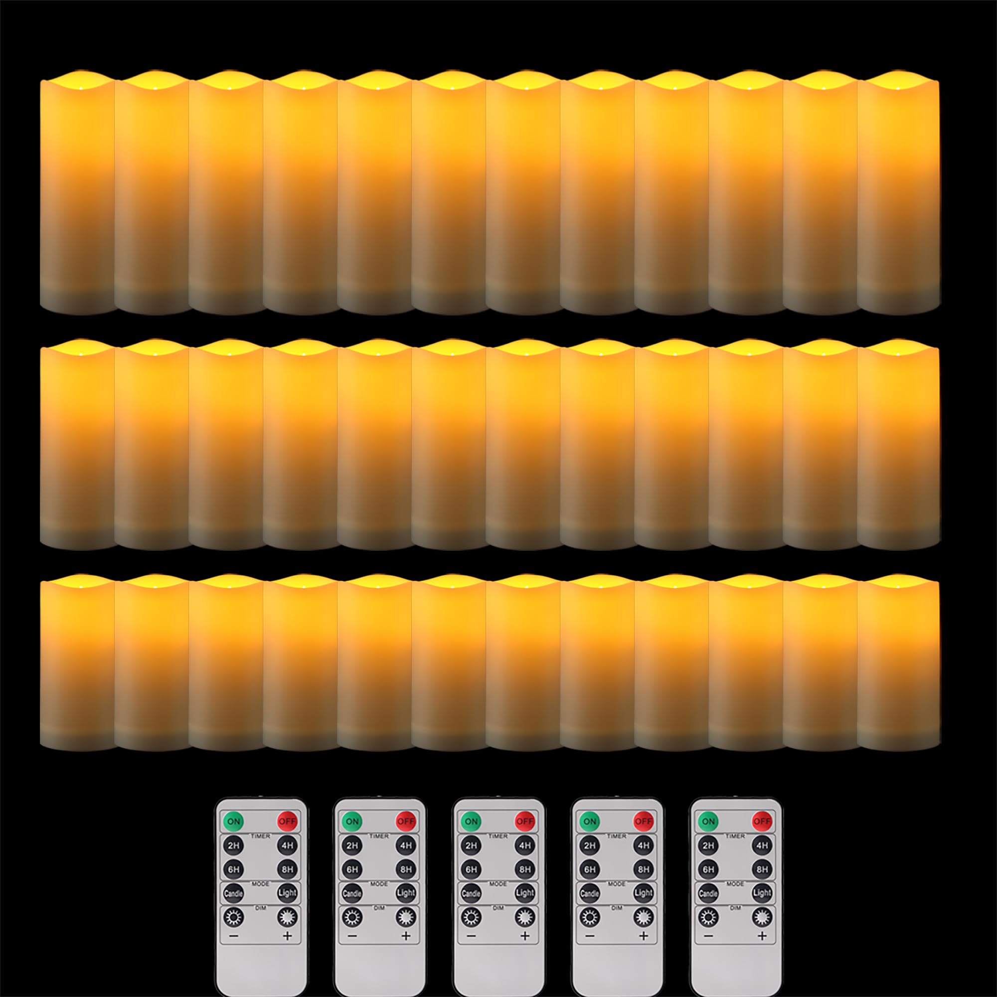 Pandaing 36 Pack Waterproof Outdoor Flameless Candles, Battery Operated Flickering Led Candles With Remote Control And Timer For