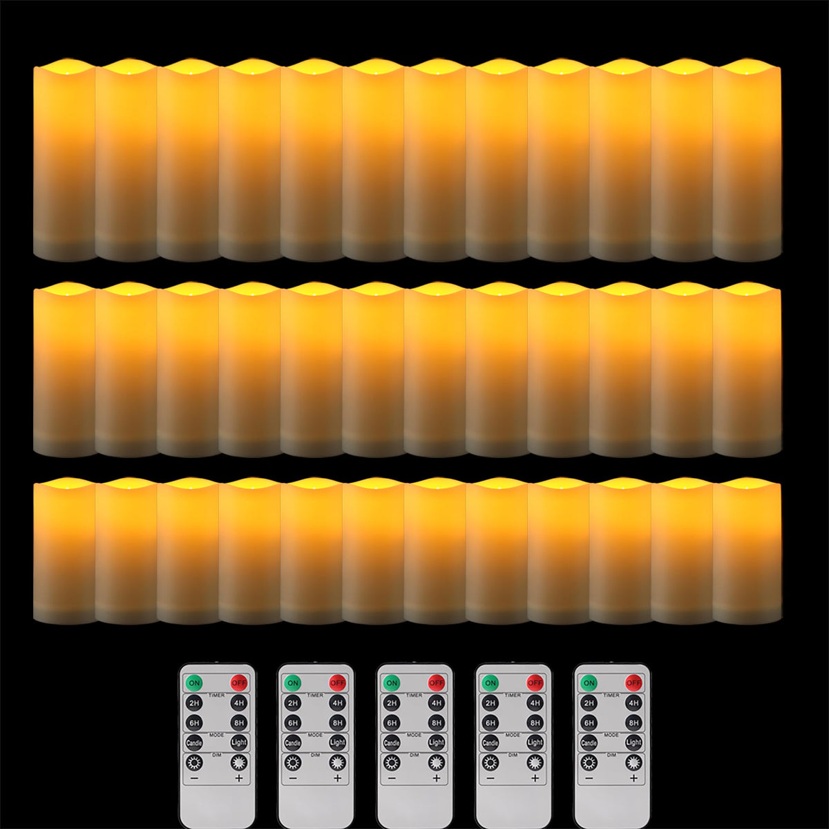 Pandaing 36 Pack Waterproof Outdoor Flameless Candles, Battery Operated Flickering Led Candles With Remote Control And Timer For