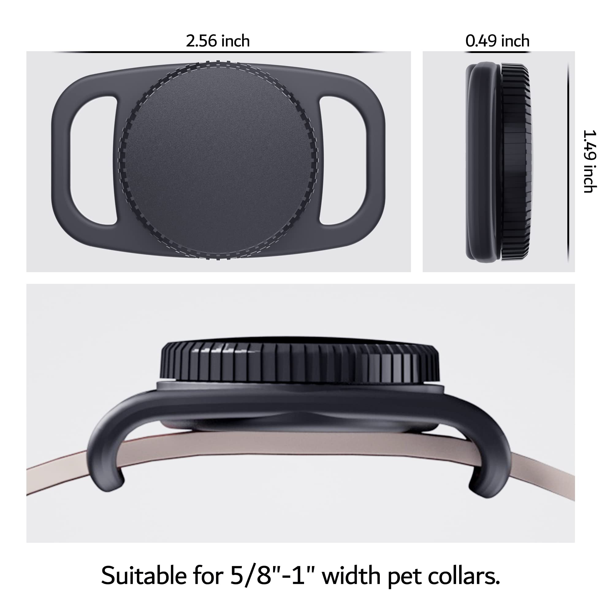 Pzoz Waterproof Case Dog Collar Holder (2 Pack) For Apple Airtag, Plastic & Silicone Pet Collar Case Anti-Lost Air Tag Cover Hol