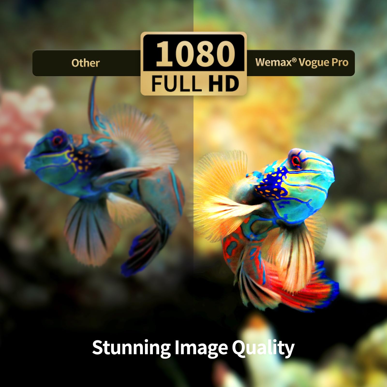 1600Ansi Lumens Movie Dlp Projector, Wemax Vogue Pro 200'' 4K Home Theater Projector, Native 1080P, Hdr10, 125% Rec.709, Wifi Bl