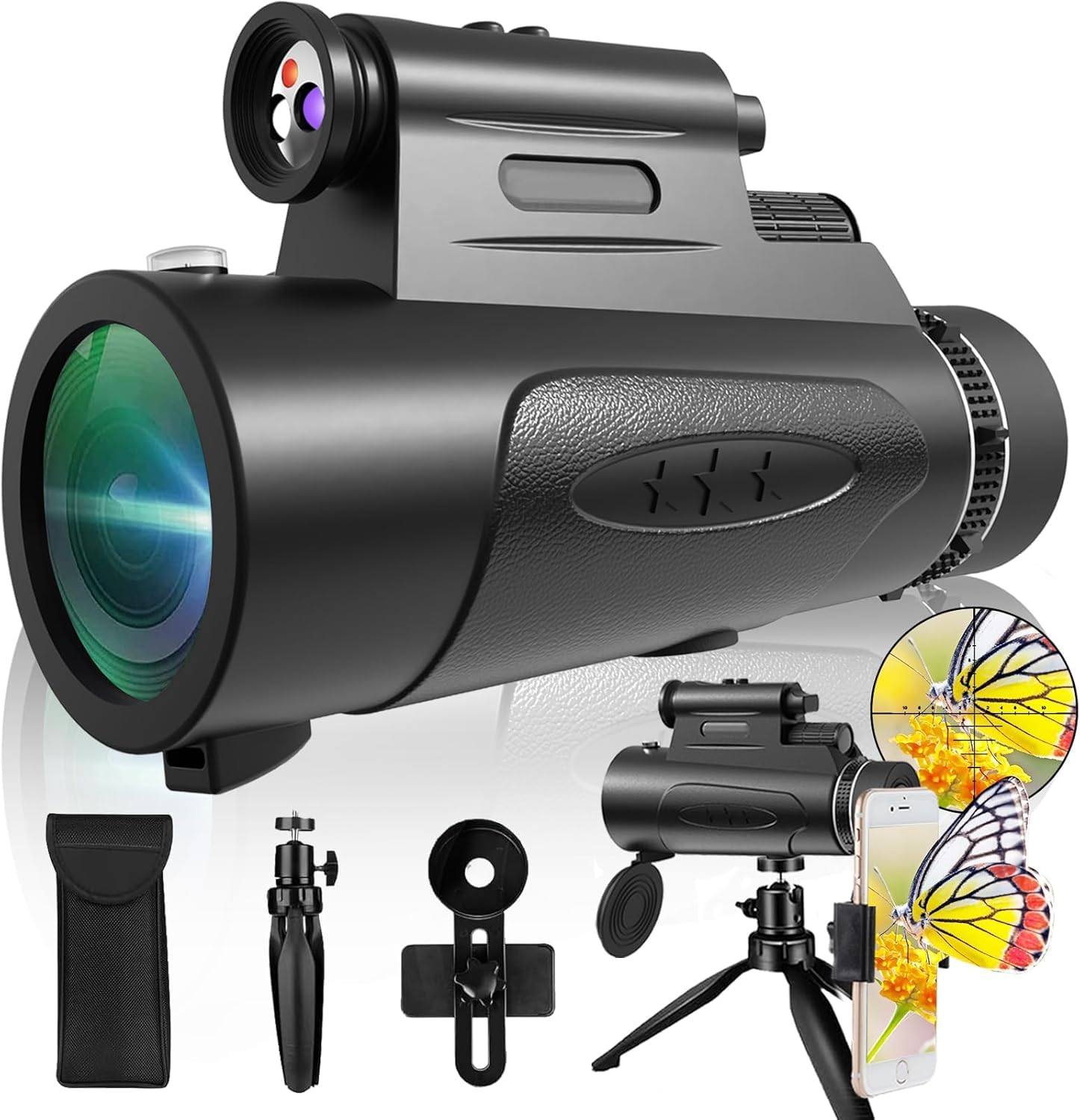 Monocular Telescope with Lights HD Monoculars 80x100 for Adults High Powered Monocular for Hunting with Smartphone Holder & Trip