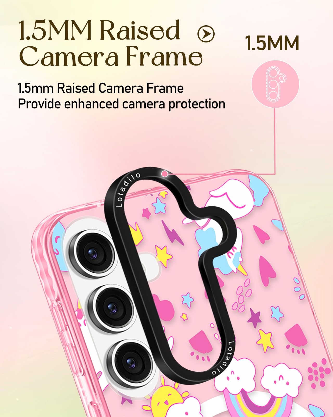 Lotadilo For Samsung Galaxy S23 Fe Case For Women - Girls Cute Design Compatible With Magsafe Magnetic Ring Holder Stand Rainbow