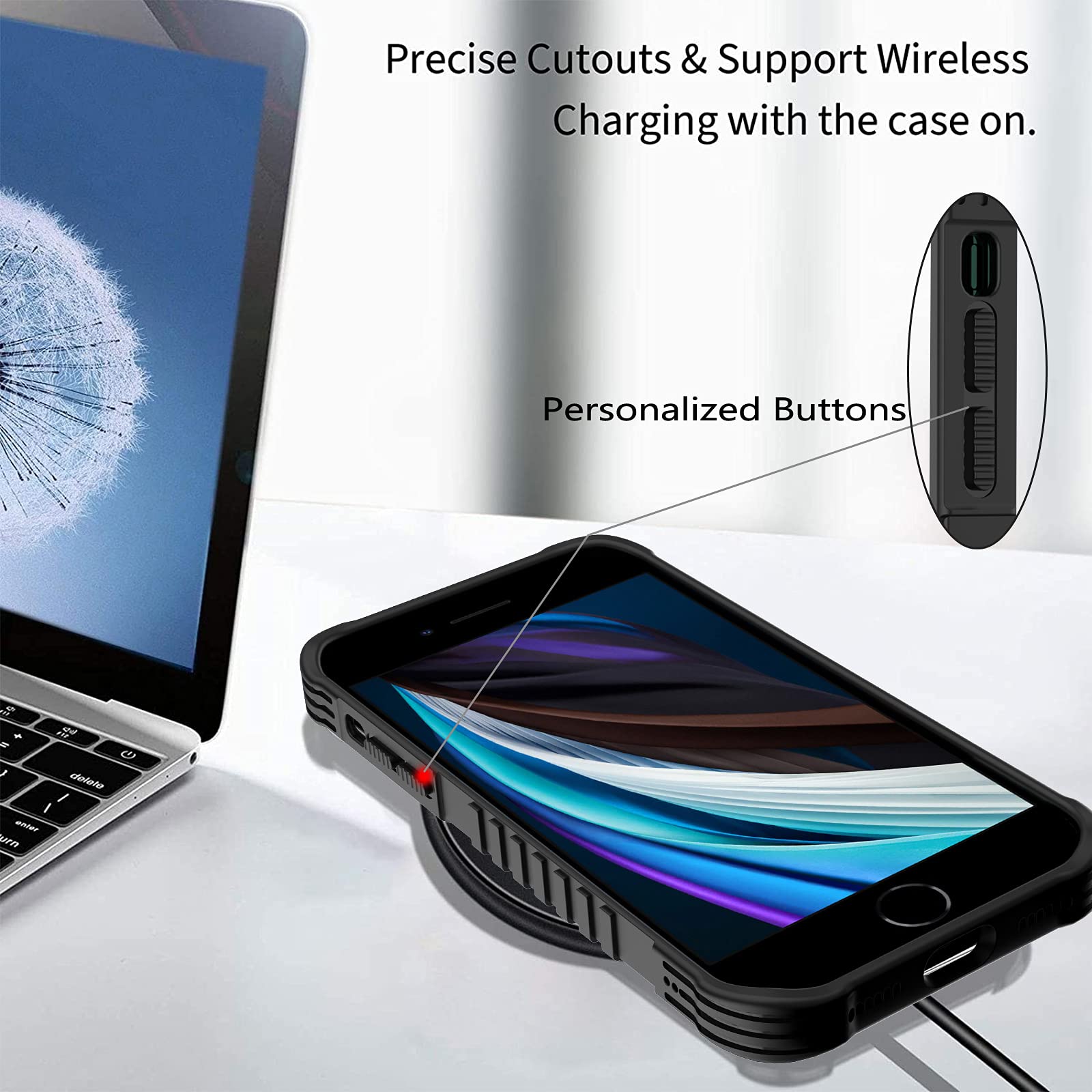 FJyuanqi Cute Sunflower Blessed iPhone SE 2022/2020 Case, Heavy Duty Shockproof Hard Plastic & Soft Silicone for iPhone 6/7/8