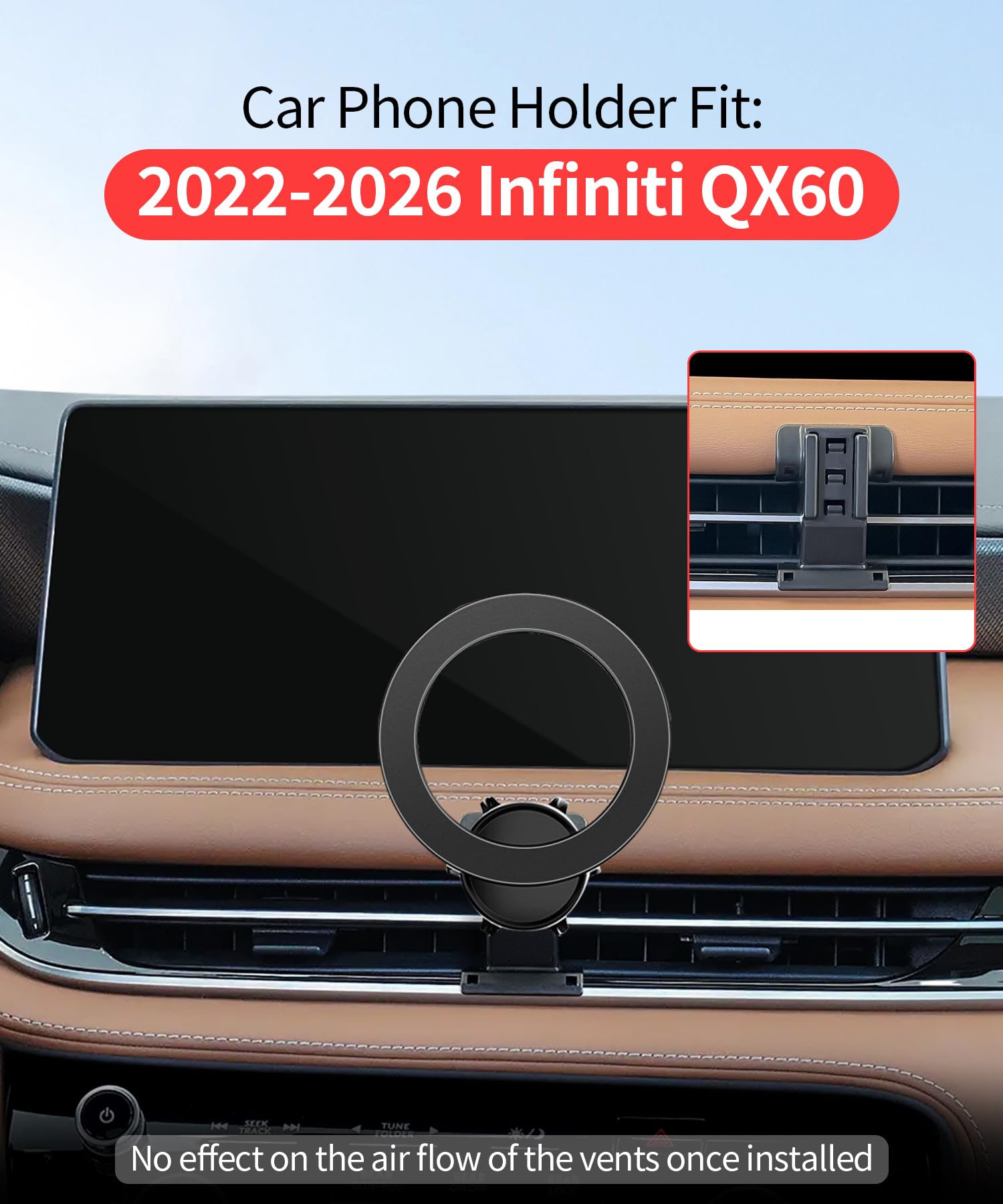 Maserweller Car Phone Holder For 2022-2026 Infiniti Qx60 Accessories, 360 Rotation Phone Mount Compatible With Magsafe, Cell Pho