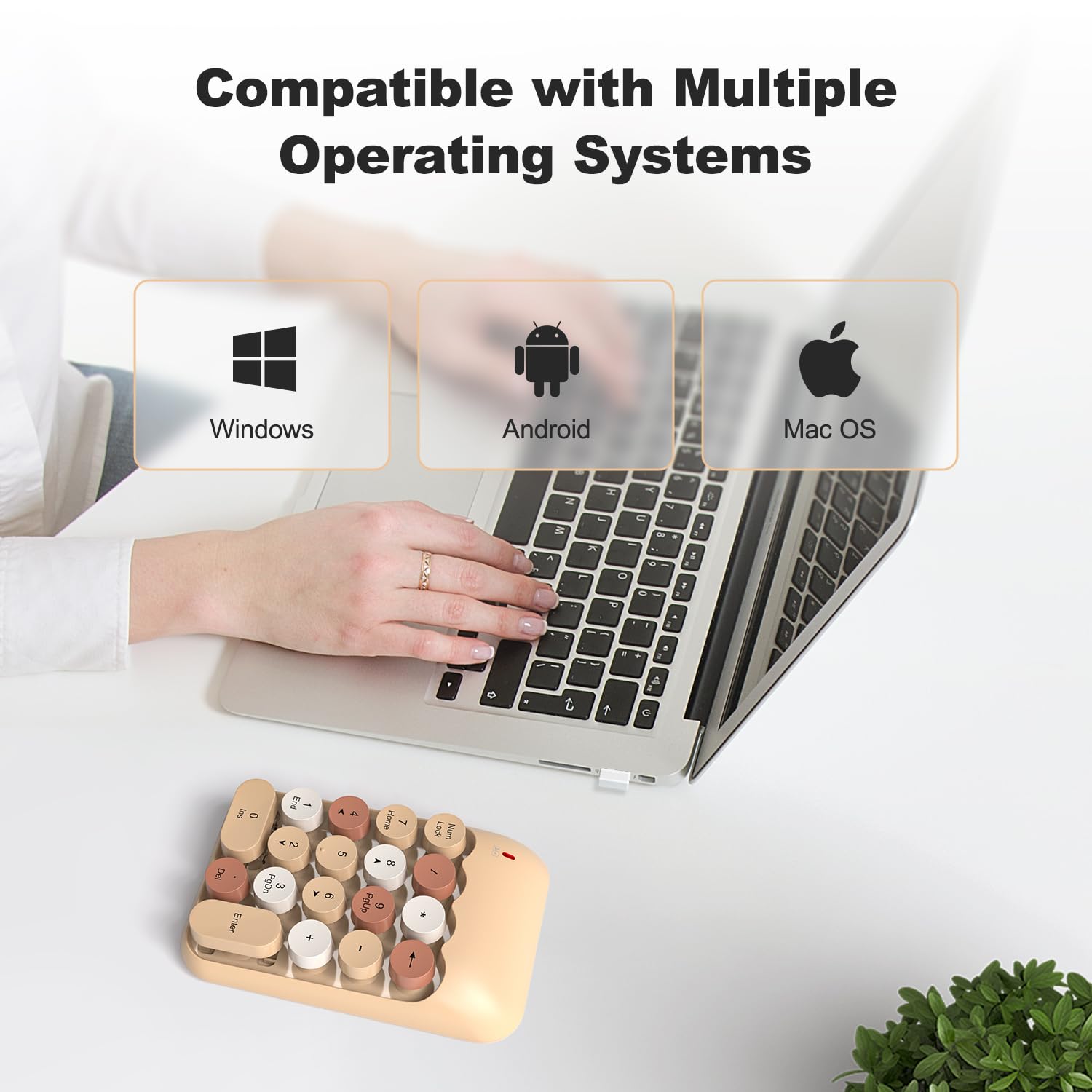 Mofii Wireless Number Pads   Milktea Numeric Keypad 18 Keys Usb 2.4G Round Keycap Colorful Extensions Keypads, Financial Account