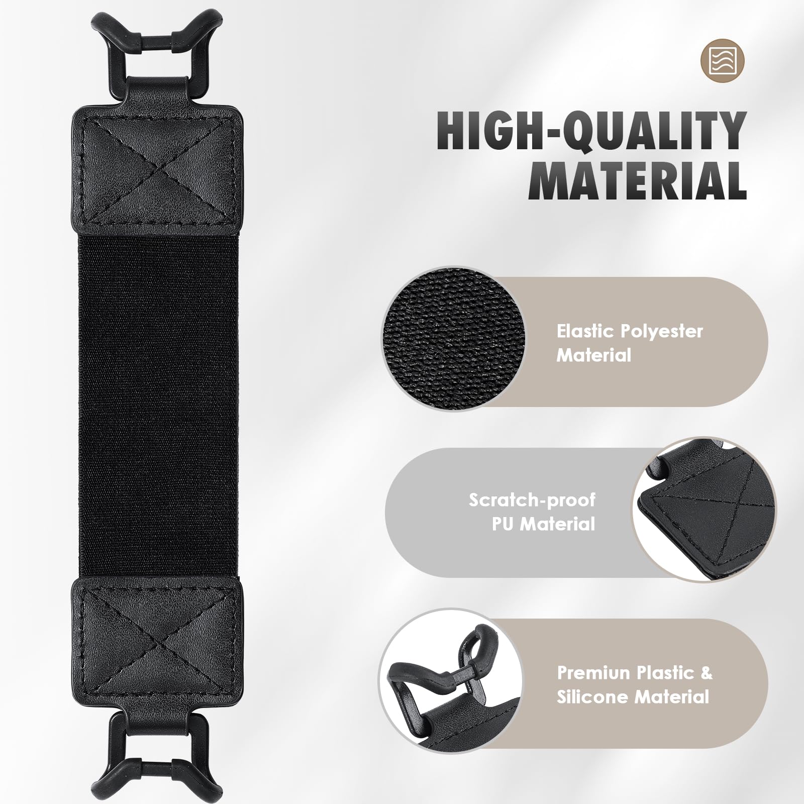 MoKo Security Hand Strap for 9 11 Inch Tablet, iPad/iPad Pro/iPad Air/Kindle Fire HD/Samsung, High Elasticity Versatile Hand Strap Lightweight Finger Grip Holder, Black Belt, Black