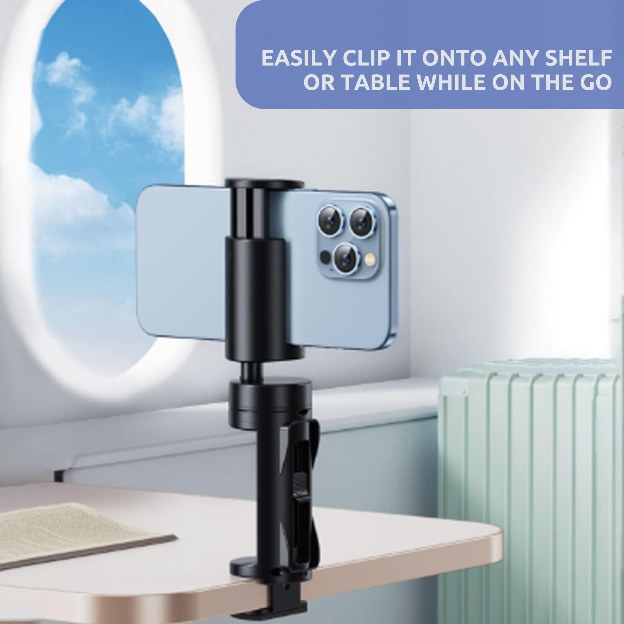 Kolodosa 4 Pack Airplane Phone Holder Travel Essentials Accessories Cruise Car Mount Cell Stand Air Plane Table Seat Desk Flight