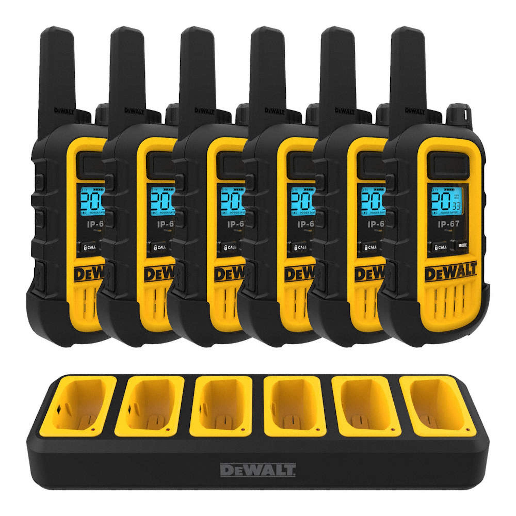Dewalt Dxfrs300 1 Watt Heavy Duty Walkie Talkies   Waterproof, Shock Resistant, Long Range & Rechargeable Two Way Radio With Vox (6 Pack W/Gang Charger) (Dxfrs300 Bch6)