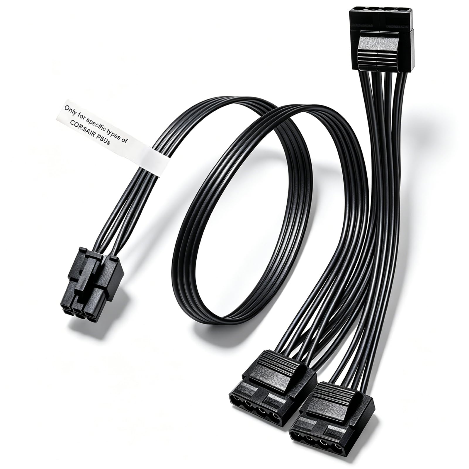 COMeap Molex Power Cable for Corsair PSUs, 6 Pin to 3X 4 Pin Molex Female Hard Drive Power Adapter Splitter for BTC Mining Riser