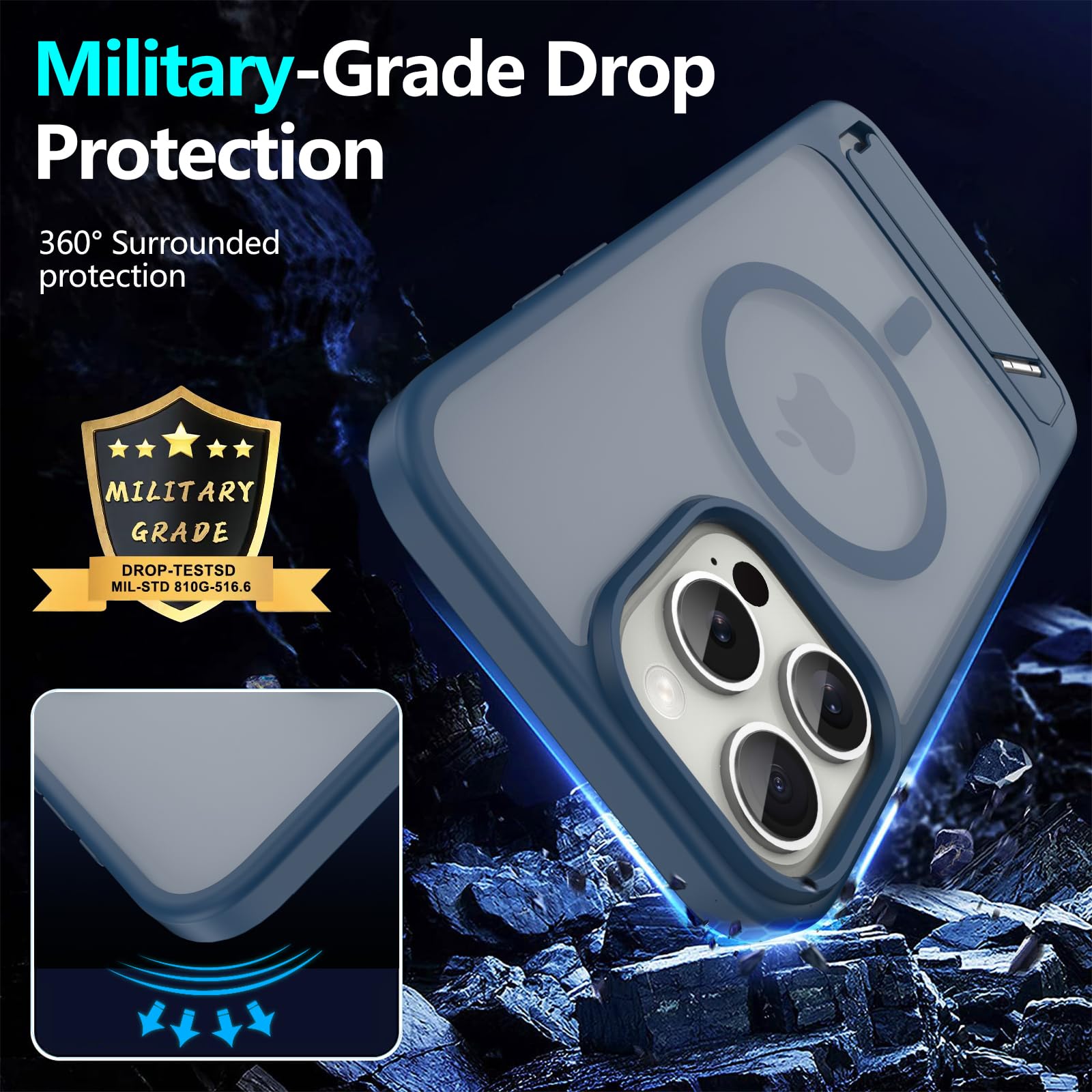 For Iphone 14 Pro Max Case: [Fit For Magsafe] Strong Magnetic & Invisible Stand, Military-Grade Protection With Screen Protector