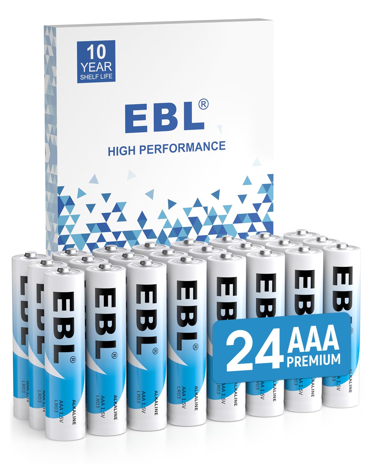 EBL AAA Batteries 24 Pack, 1.5V Alkaline Triple A Batteries, Long-Lasting Alkaline Power for All Your Devices, 10-Year Shelf Lif