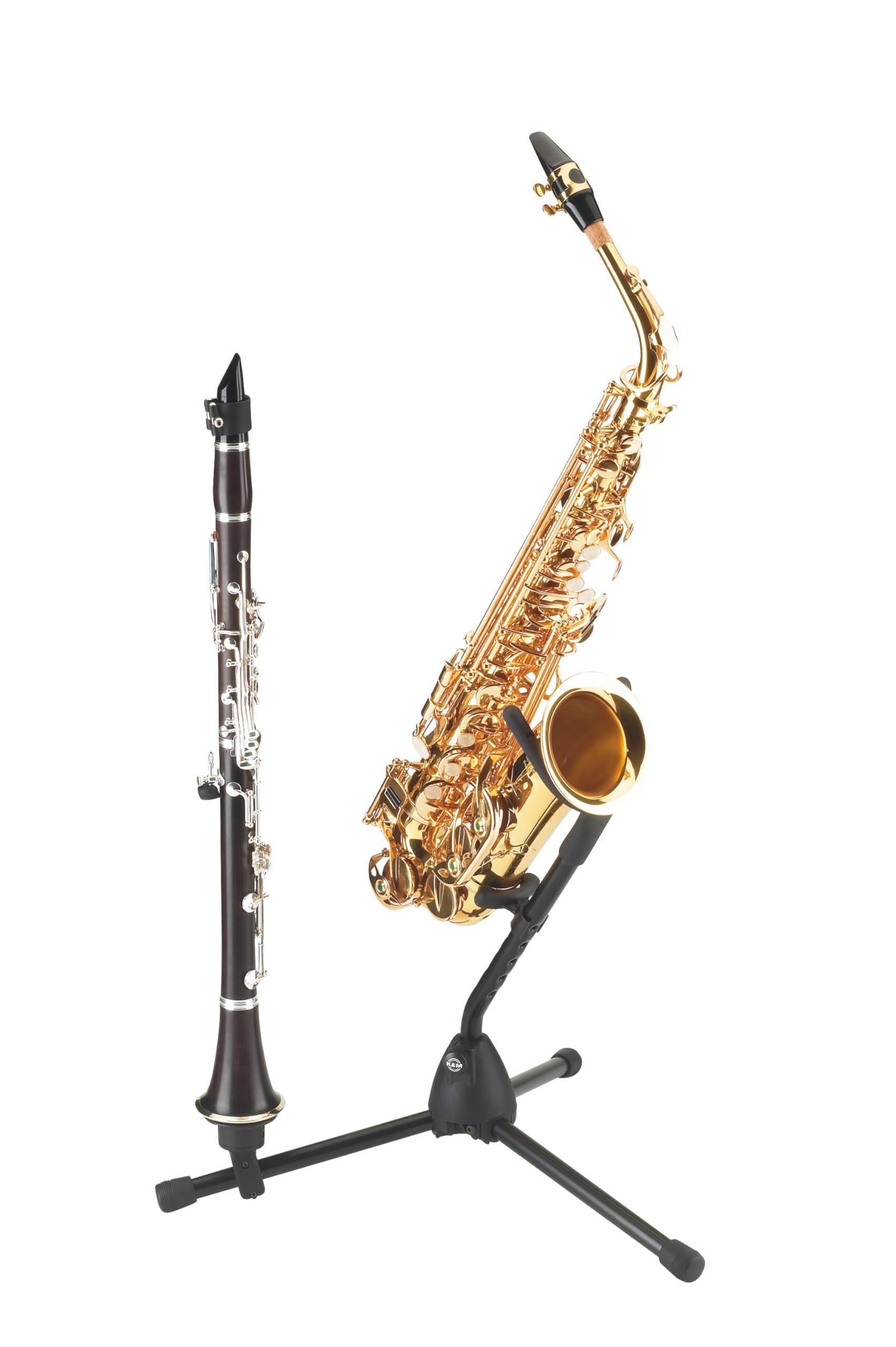 K&M K�nig & Meyer Saxophone Tripod Stand 14300.000.55 | Stable Secure Adjustable/Folding Stand For Eb Alto /Bb Tenor Sax | Lightweight & Compact | Flex Upper Support | Made In Germany | Black