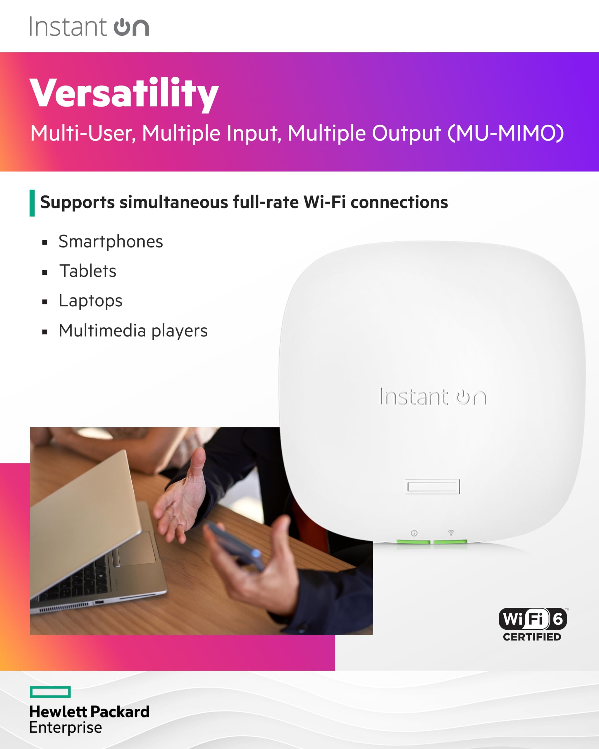 Hpe Networking Instant On Access Point Ap22 2X2 Wifi 6 Indoor Wireless Access Point | Long Range, Secure, Smart Mesh Support | P