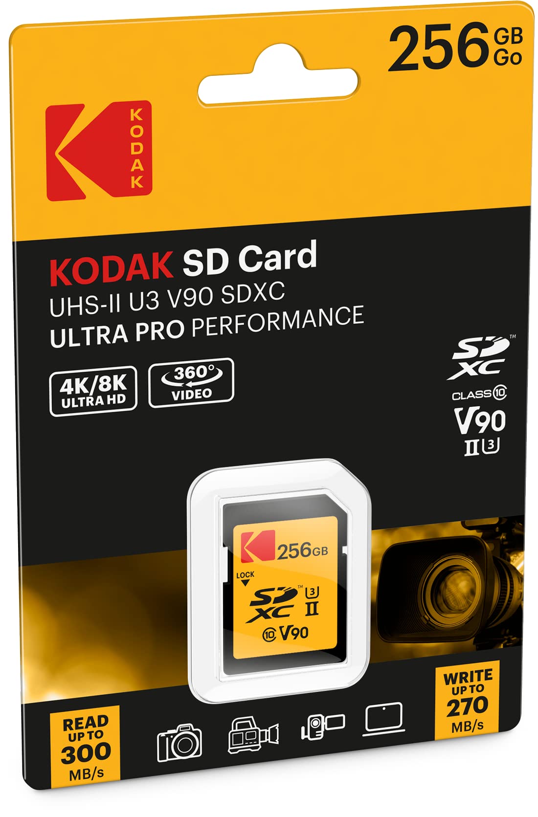 Kodak Sdxc 256Gb Uhs Ii U3 V90 Ultra Pro Memory Card   Up To 300Mb/S Read Speed And 270Mb/S Write Speed