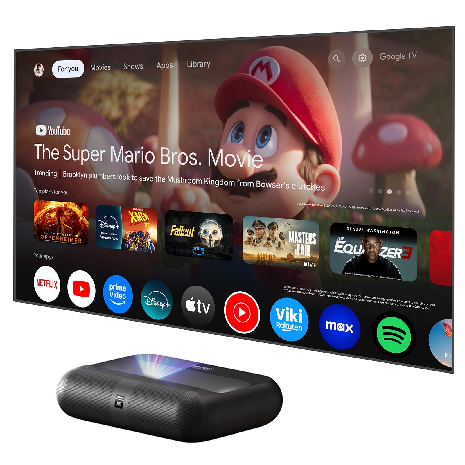 Yaber K300s Ultra Short Throw Projector, 4K Support Triple Laser Projector, 100 Image at 9, Dolby Vision, 150% NTSC, Google TV, 