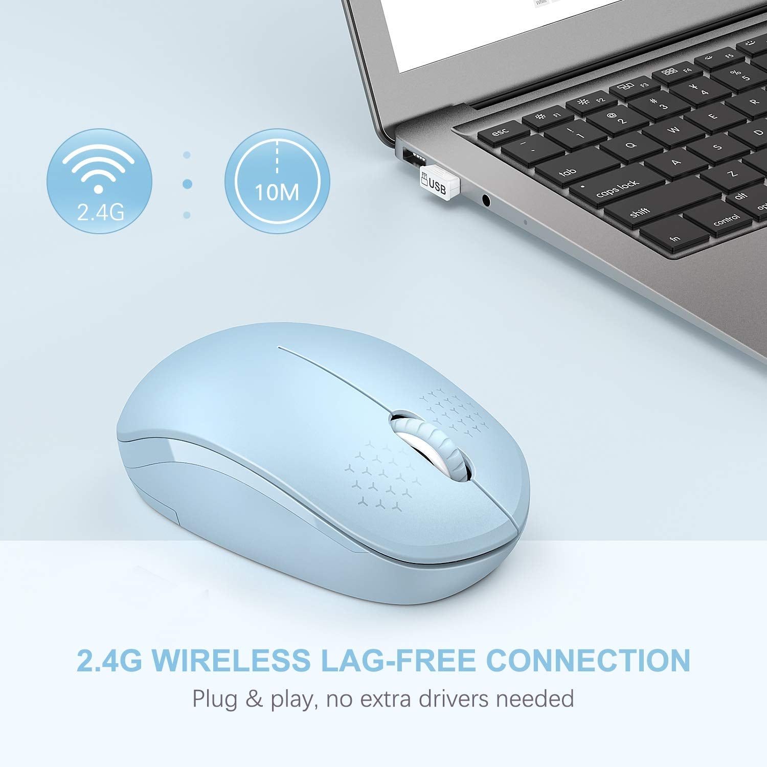 Wireless Mouse, 2.4G Noiseless Mouse With Usb Receiver   Seenda Portable Computer Mice For Pc, Tablet, Laptop With Windows Syste