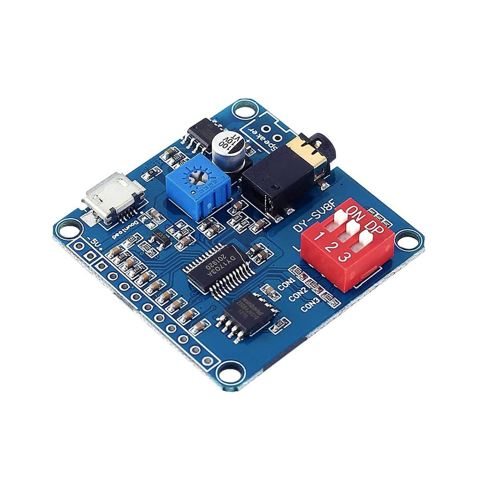 Devmo Voice Playback Module Music Player Voice Prompts Voice Broadcast Device Mp3 Trigger Amplifier Class D 5W 64Mbit Flash Comp