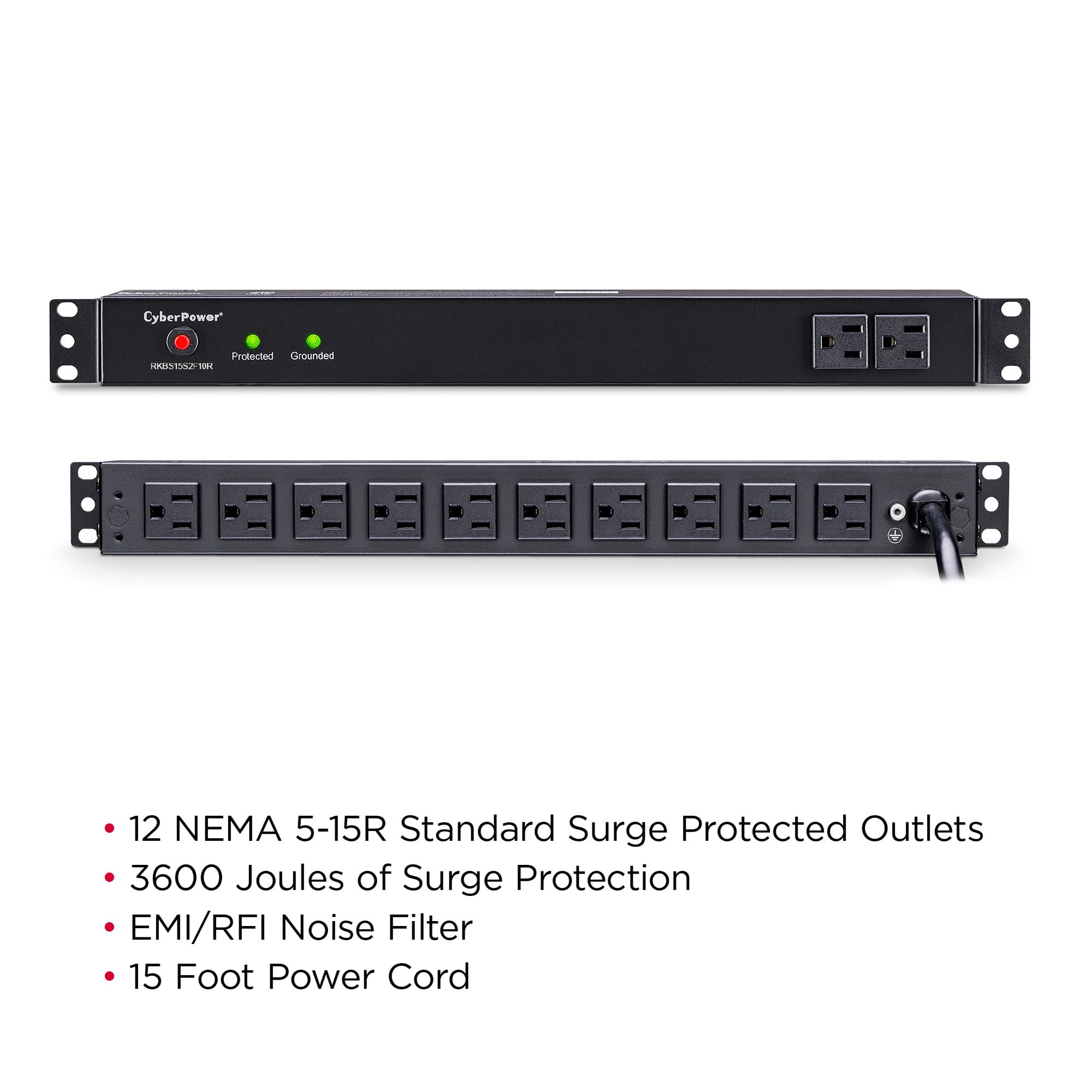 Cyberpower Rkbs15S2F10R 15A 12 Outlet 1U Rm Rackbar Surge Supressor