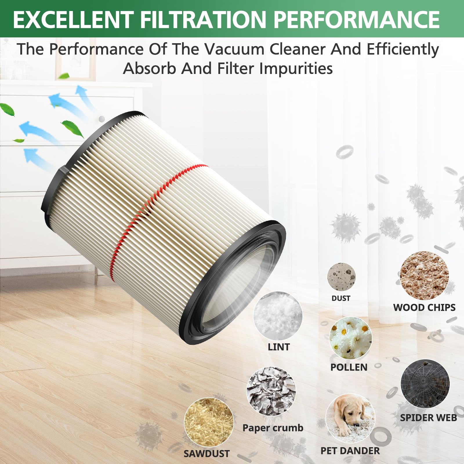 2Pack Replacement Filter For Craftsman Cmxzvbe38754 Red Stripe General Purpose Wet Dry Vac Replacement Filter Fit For 5 To 20 Ga