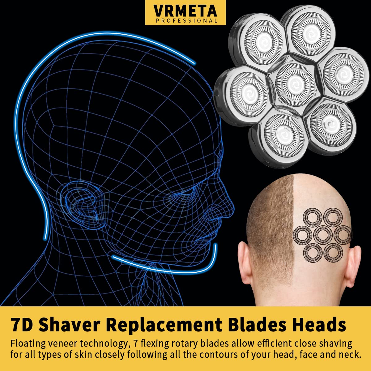 Vrmeta Electric Shaver Replacement Heads Sharp Stainless Steel Head Shaver Replacement Blades Shaver Blades For Electric Rotary
