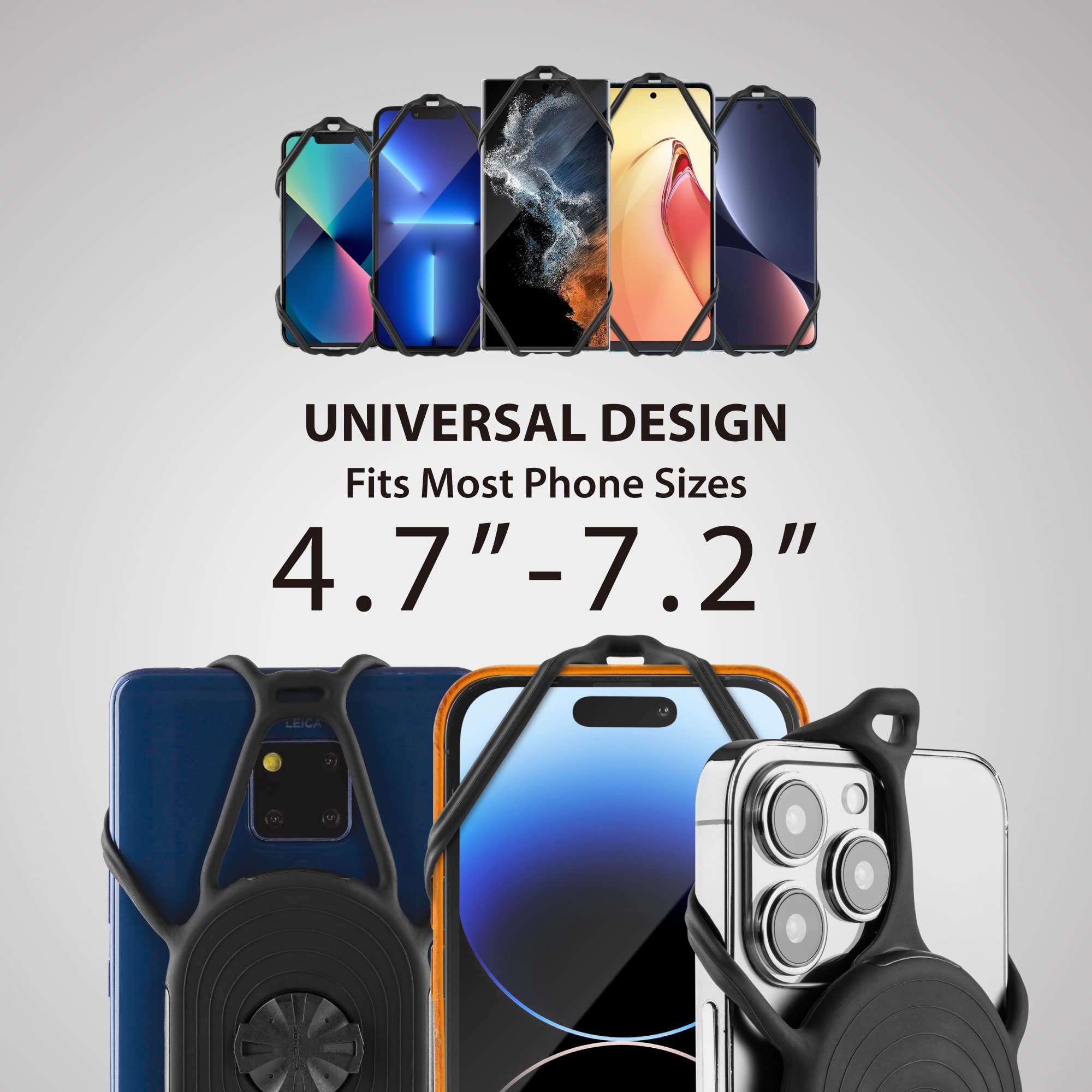 Bone Bike Tie Connect Kit 2, Bike Cell Phone Mount For Stem, Detachable & 360 Rotatable Silicone Holder With Shock-Absorbing Des