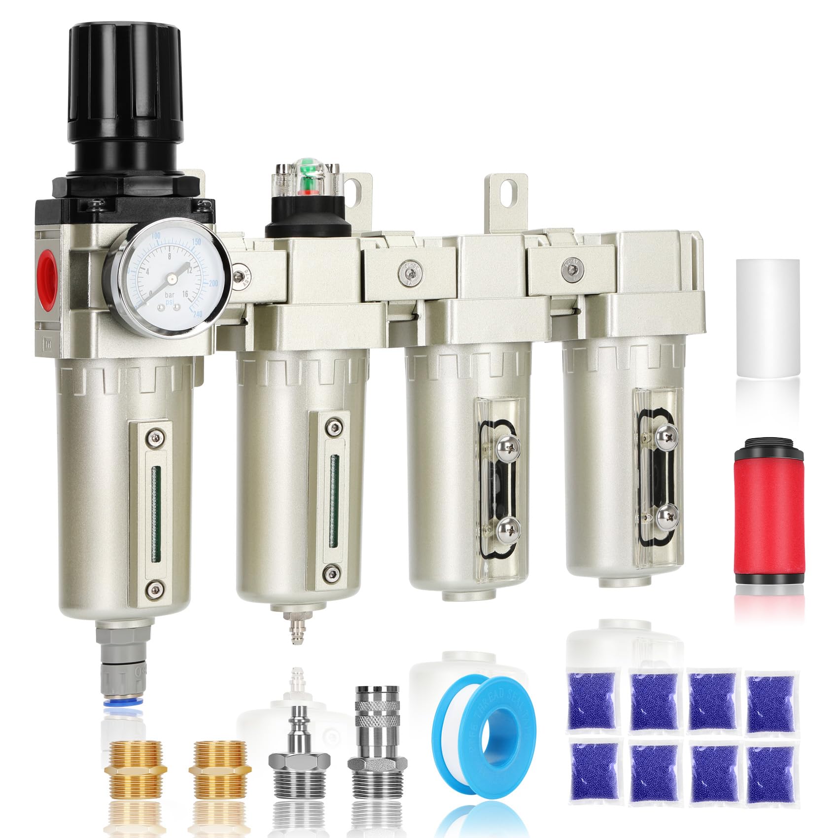 3/4'' Npt Industrial Air Dryer For Compressor,4 Stage Air Compressor Water Separator System,Filter Oil Water Separator Dryer For