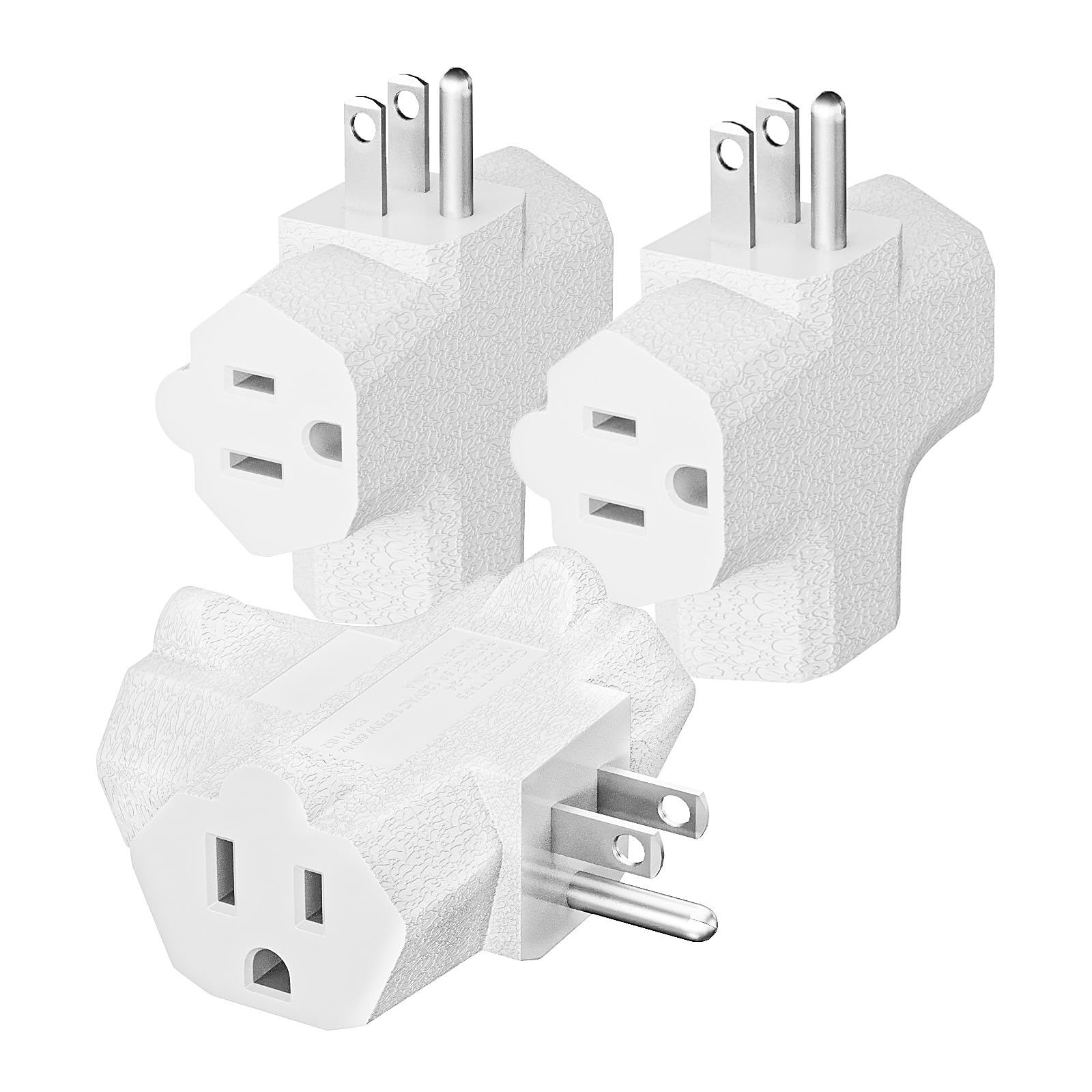 K Kasonic   3 Outlet Grounding Adapter, [Ul Listed] Plug Extender, Heavy Duty Grounded Power Tap   3 Pack (White)
