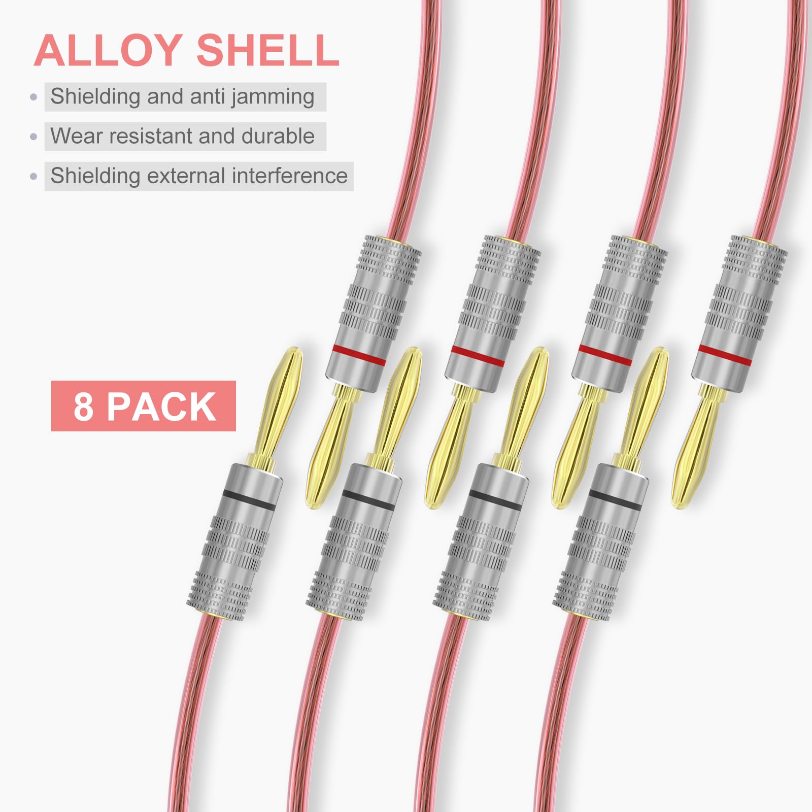 Banana Plugs 2 Pairs / 4 Pcs   Gold Plated Speaker Plugs For Mini Hifi Stereo Audio Receiver Amplifier For Home Bookshelf/Comput