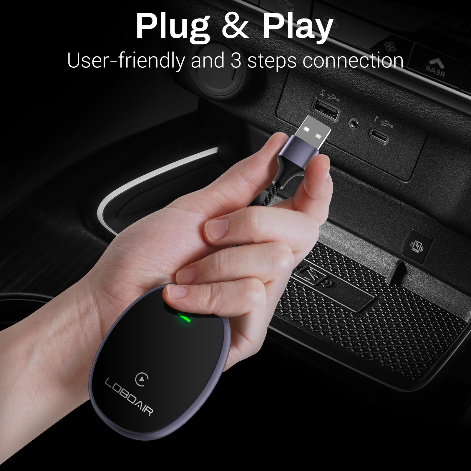 Wireless Carplay Adapter, Upgrade Plug & Play Adapter For Easy Use & Low Latency, Compatible Ios 10+ And Wired Carplay System. (