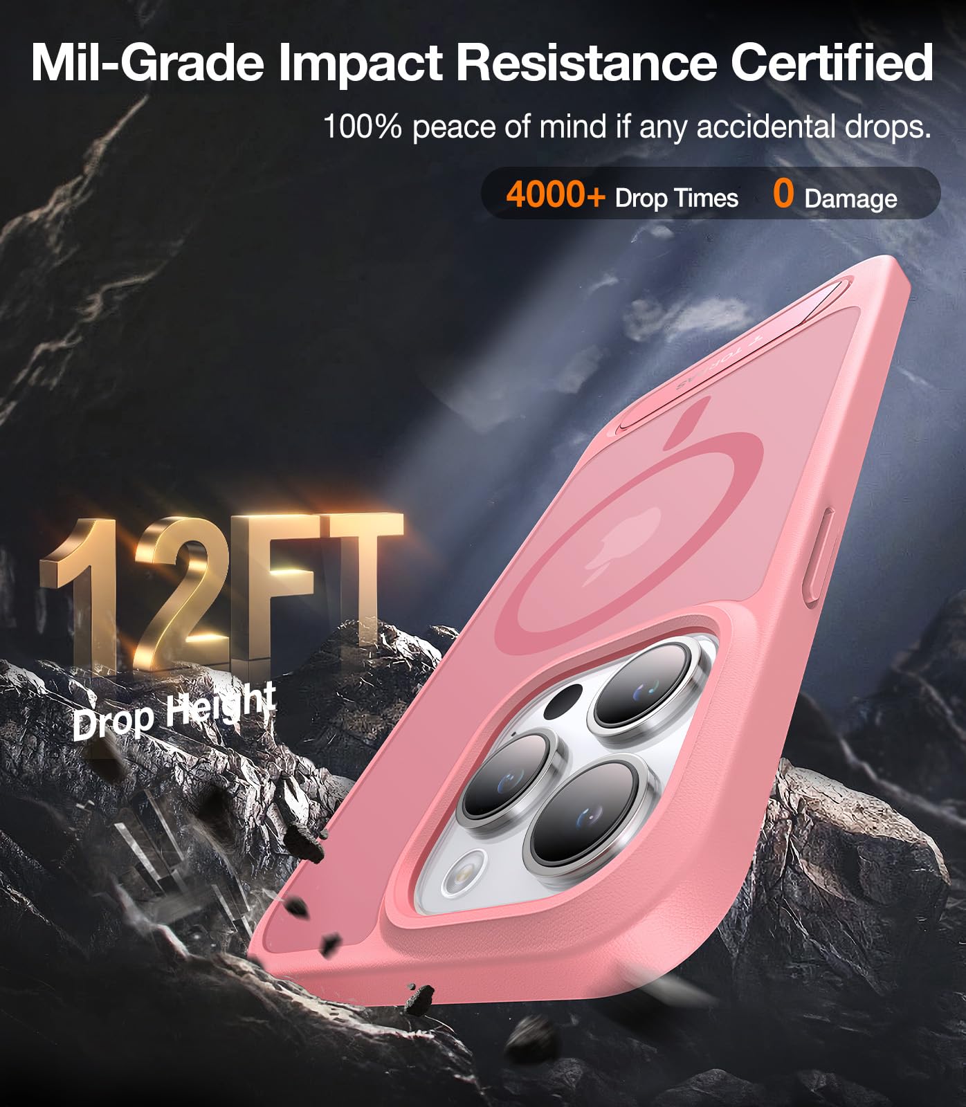 Torras Upgraded Magnetic & Stand For Iphone 15 Pro Case [Military Grade Drop Tested] [Compatible With Magsafe] Slim Thin Light F