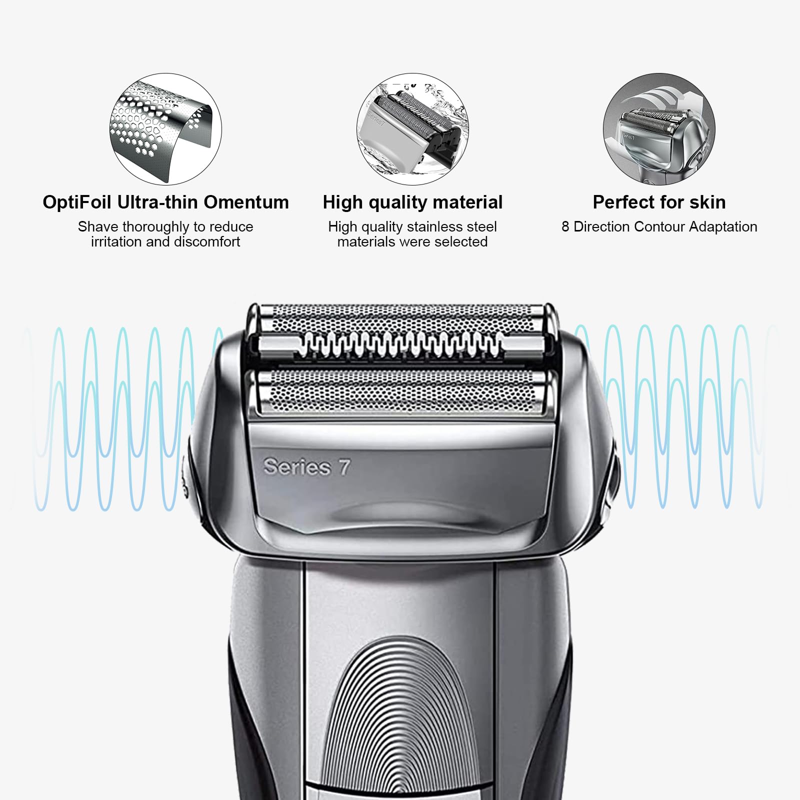 3Pack 70S Series 7 Replacement Head For Braun Series 7 Foil Shaver Replacement Heads Compatible Braun Series 7 Replacement Compa