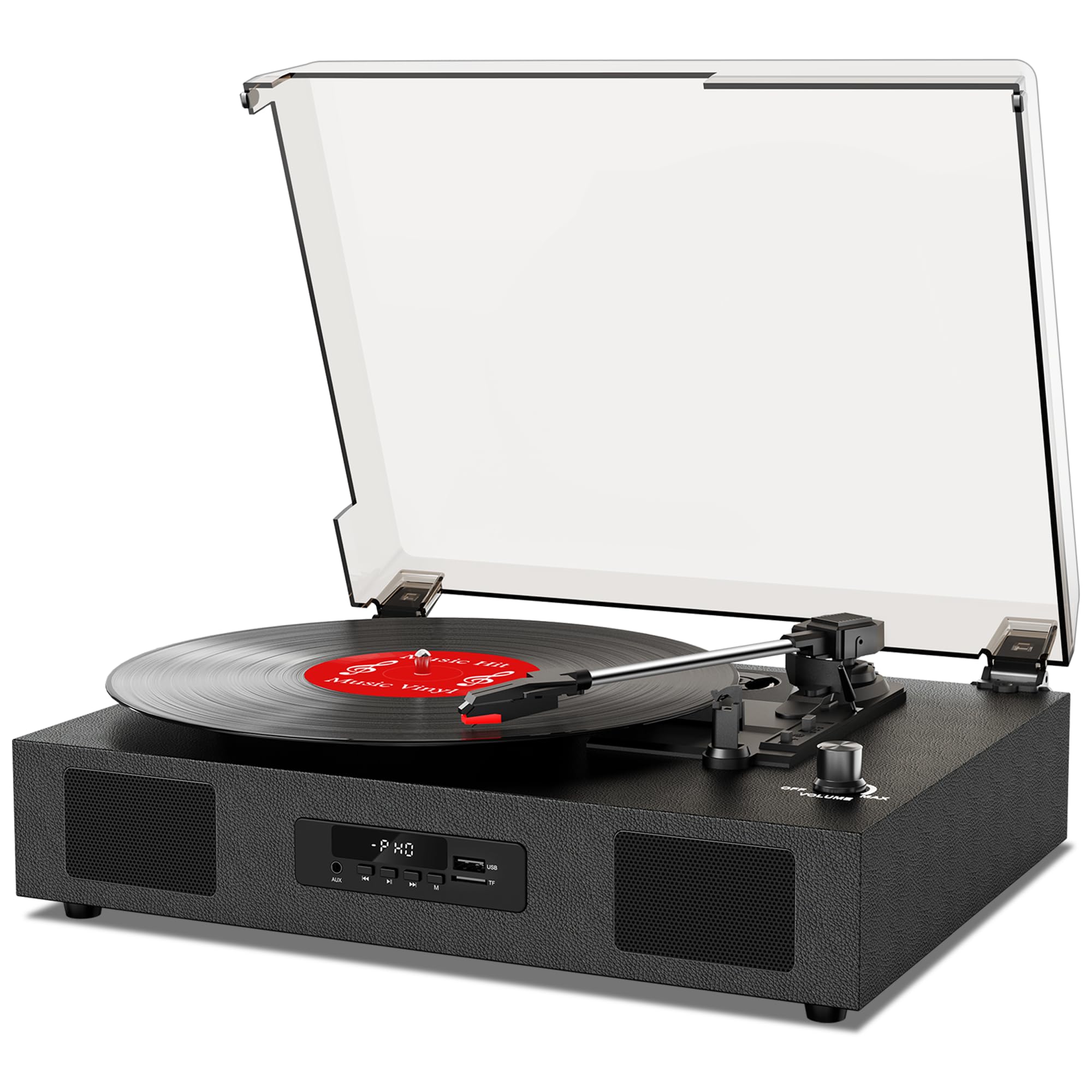 Vinyl Record Player with Speakers, Belt-Drive 3 Speed Vintage Bluetooth Turntable, USB Recording, AUX-in & RCA Line Out LP Playe