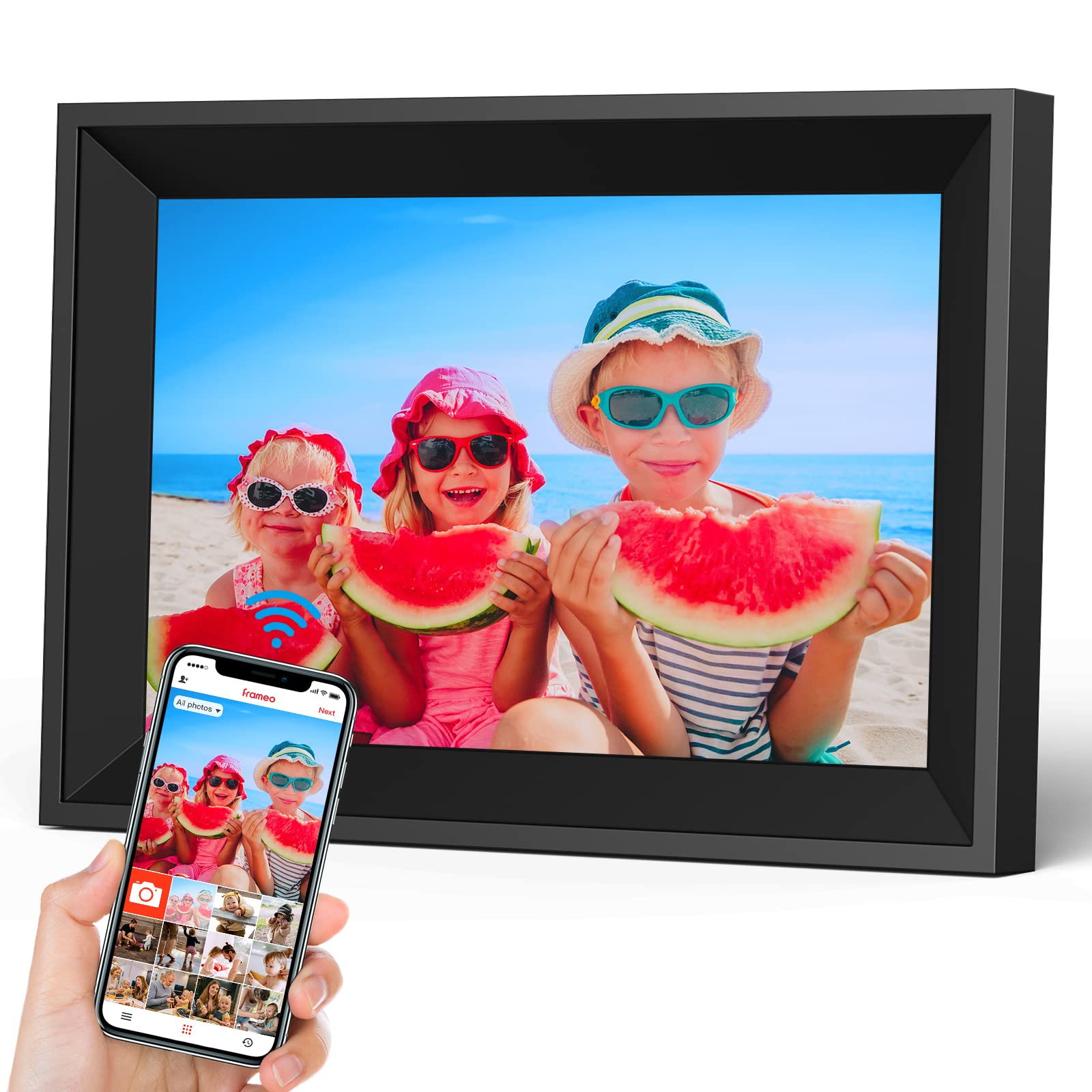 Frameo Digital Picture Frame 10.1 Euker Wifi Digital Photo Frames Ips Touch Screen, 16Gb Storage, Share Photos/Videos Instantly And Remotely Via Free Frameo, Great Gifts For Friends And Family