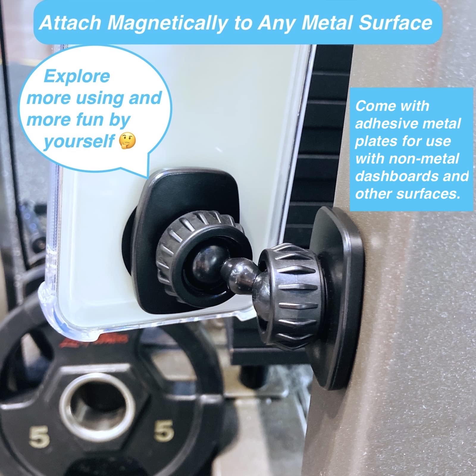 Armolabx Dual Magnetic Phone Mount Holder, [Upgraded Super Magnets] Gym Magnetic Phone Holder, [Pocket Size] Double Sided Magnet