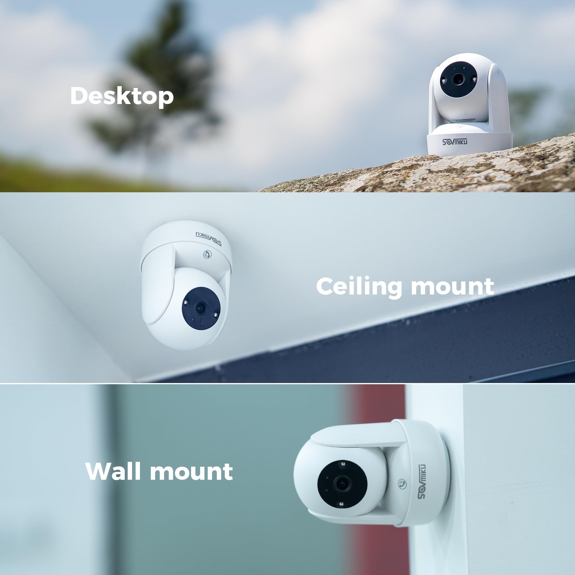 Sovmiku Cb2 2K Ai Tracking Security Camera For Home,Pet Camera Indoor, Baby Monitor,360 View Pan/Tilt Cam,Two Way Audio,Night Vi